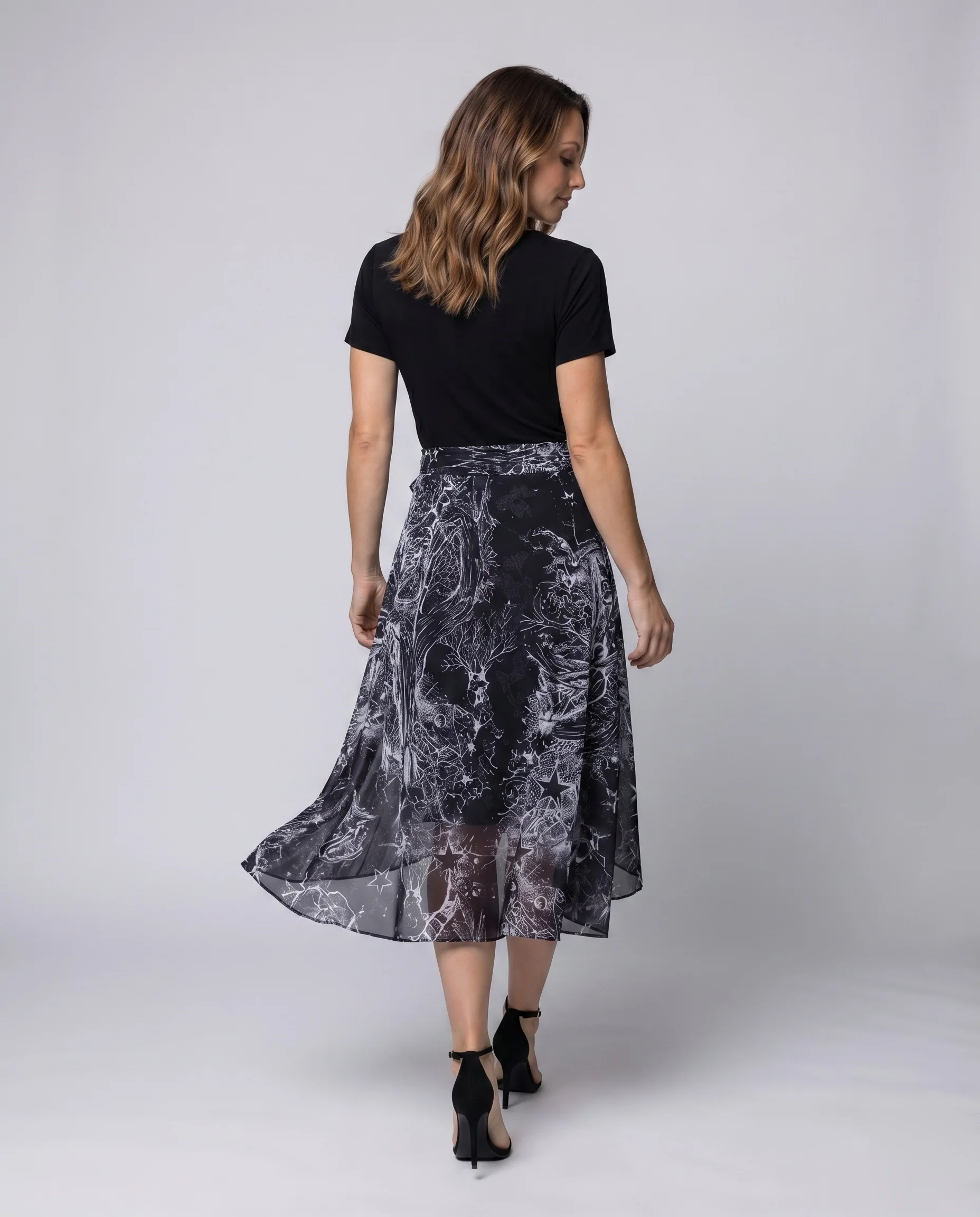 Damen Asymmetrisches Midikleid V-Ausschnitt Bindegürtel Fließend - Image 3