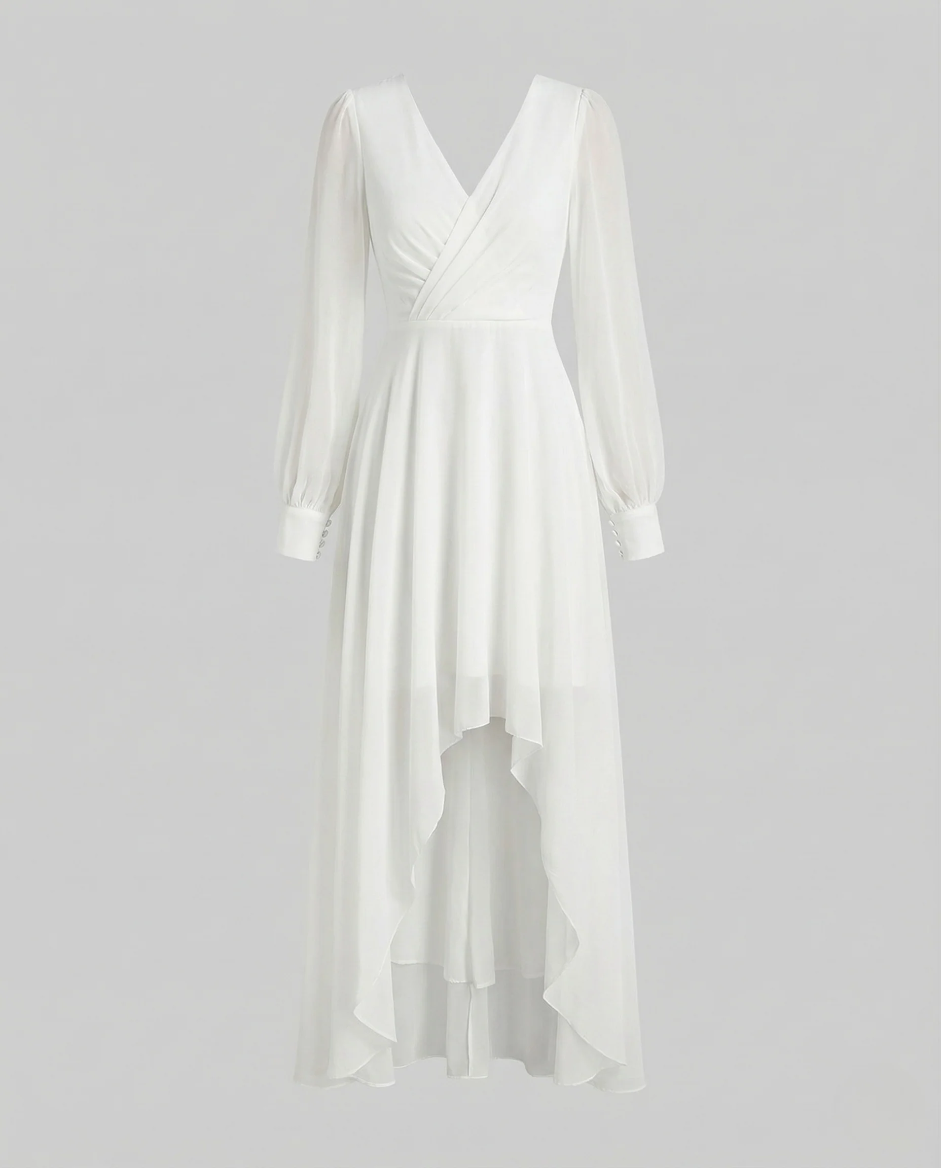 Damen Chiffon Abendkleid V Ausschnitt Asymmetrischer Saum - Image 3