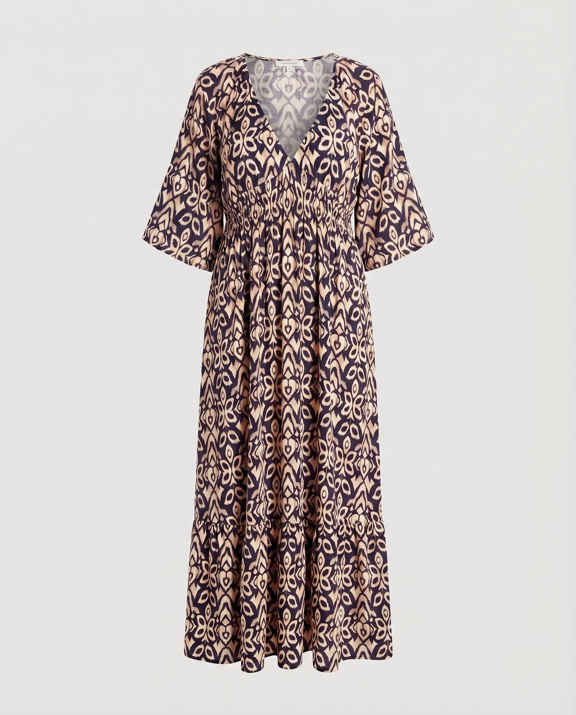 Damen Ikat-Print-Maxikleid V-Ausschnitt Empire-Taille Volantrock - Image 10