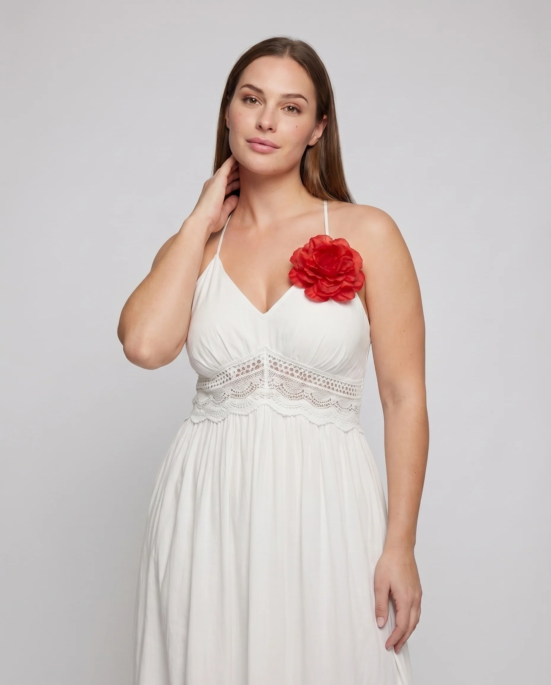 Damen Maxikleid Häkelspitze Verstellbare Spaghettiträger - Image 2
