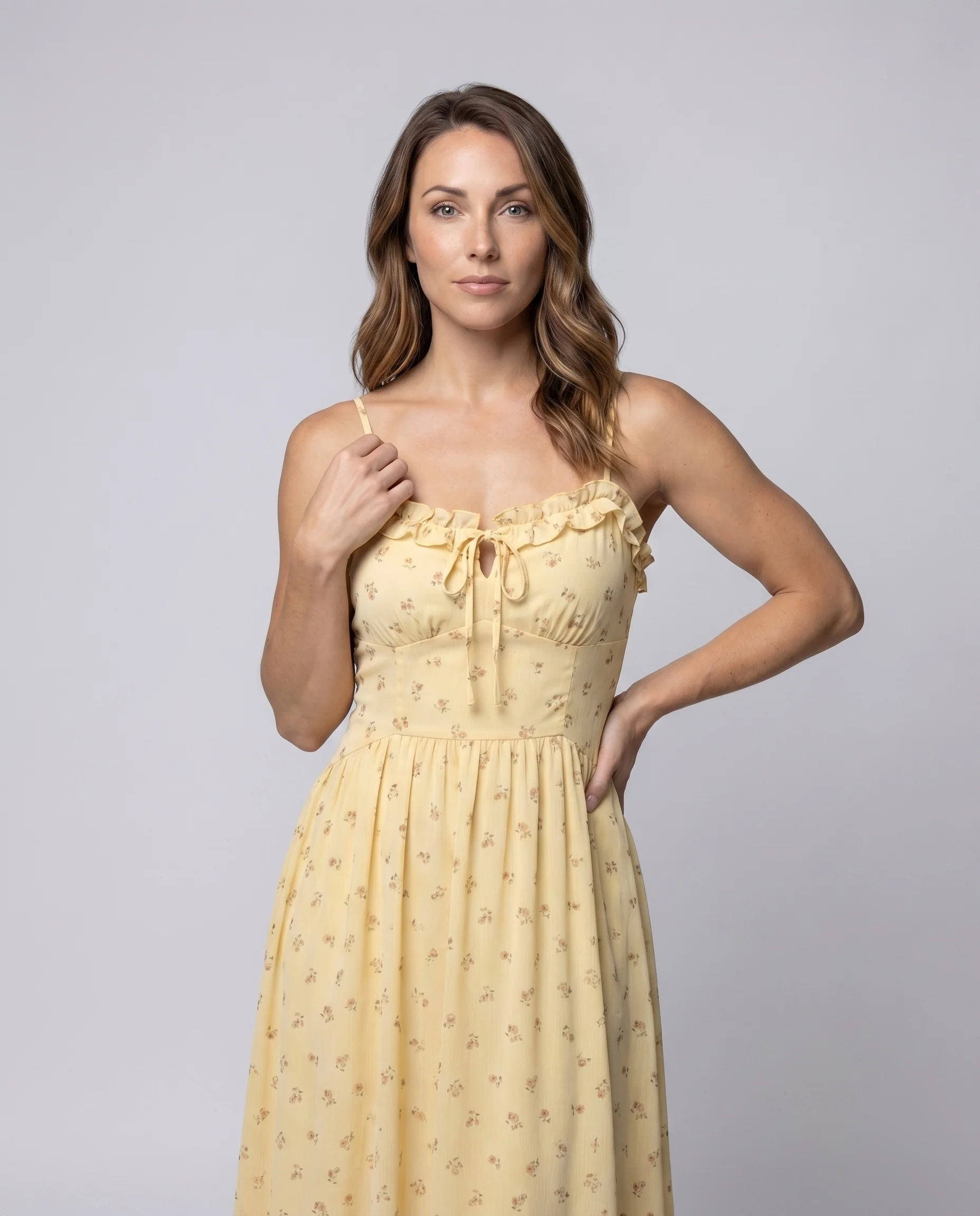 Damen Maxikleid Spaghettiträger Ausgestellter Rock Fließend - Image 2