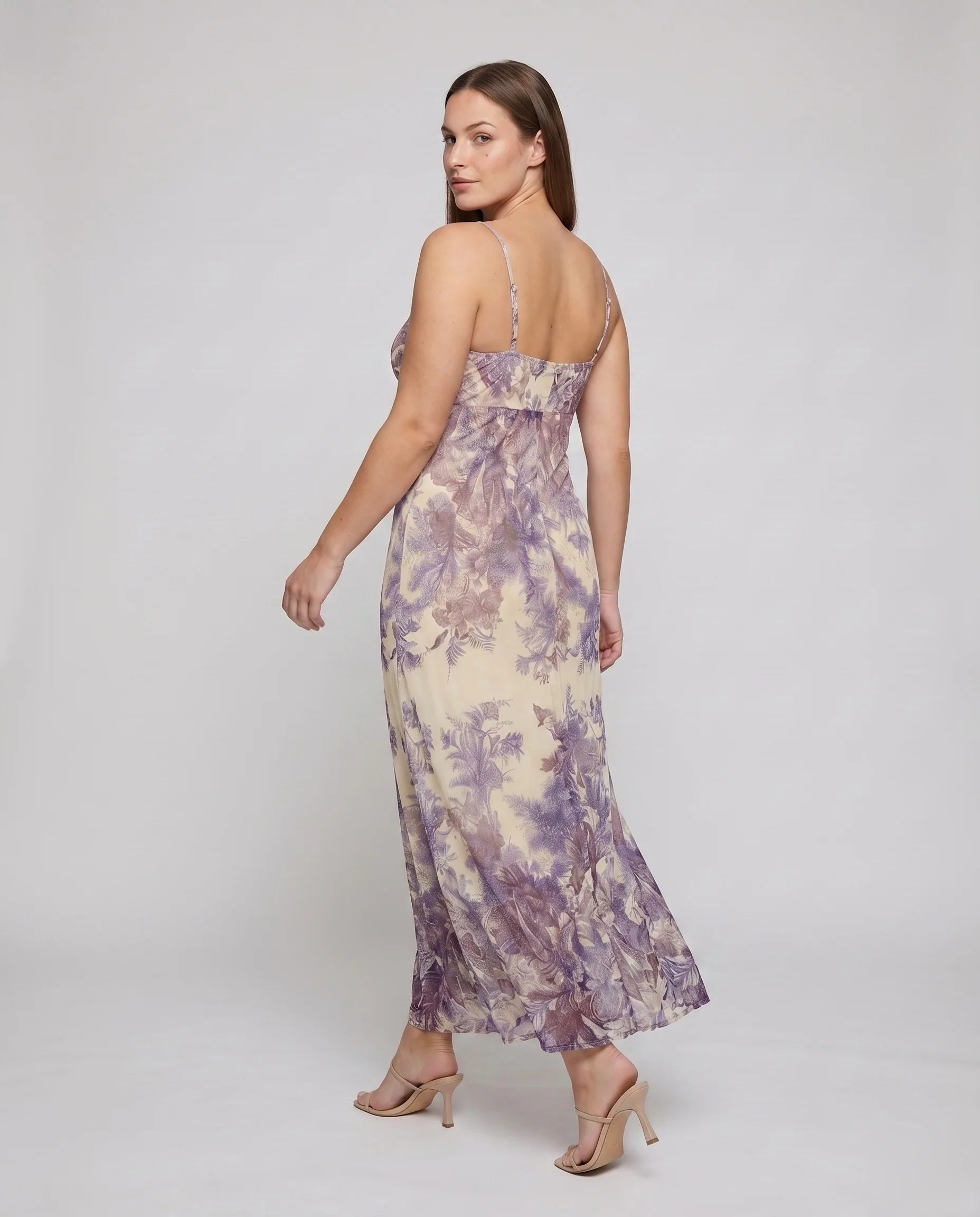 Damen Maxikleid Spaghettiträger Bustier-Optik Fließend - Image 4