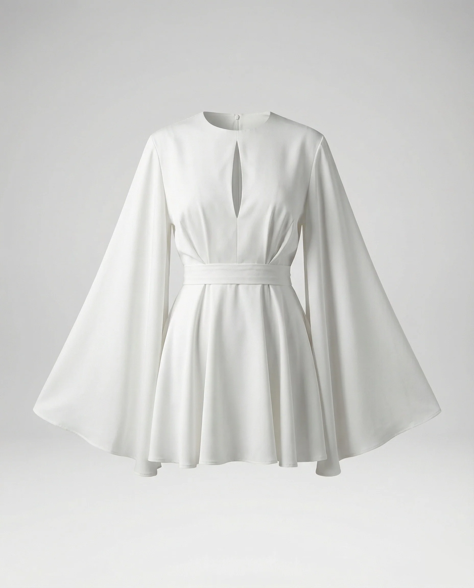 Damen Fließende Trompetenärmel Mischgewebe Minikleid - Image 7