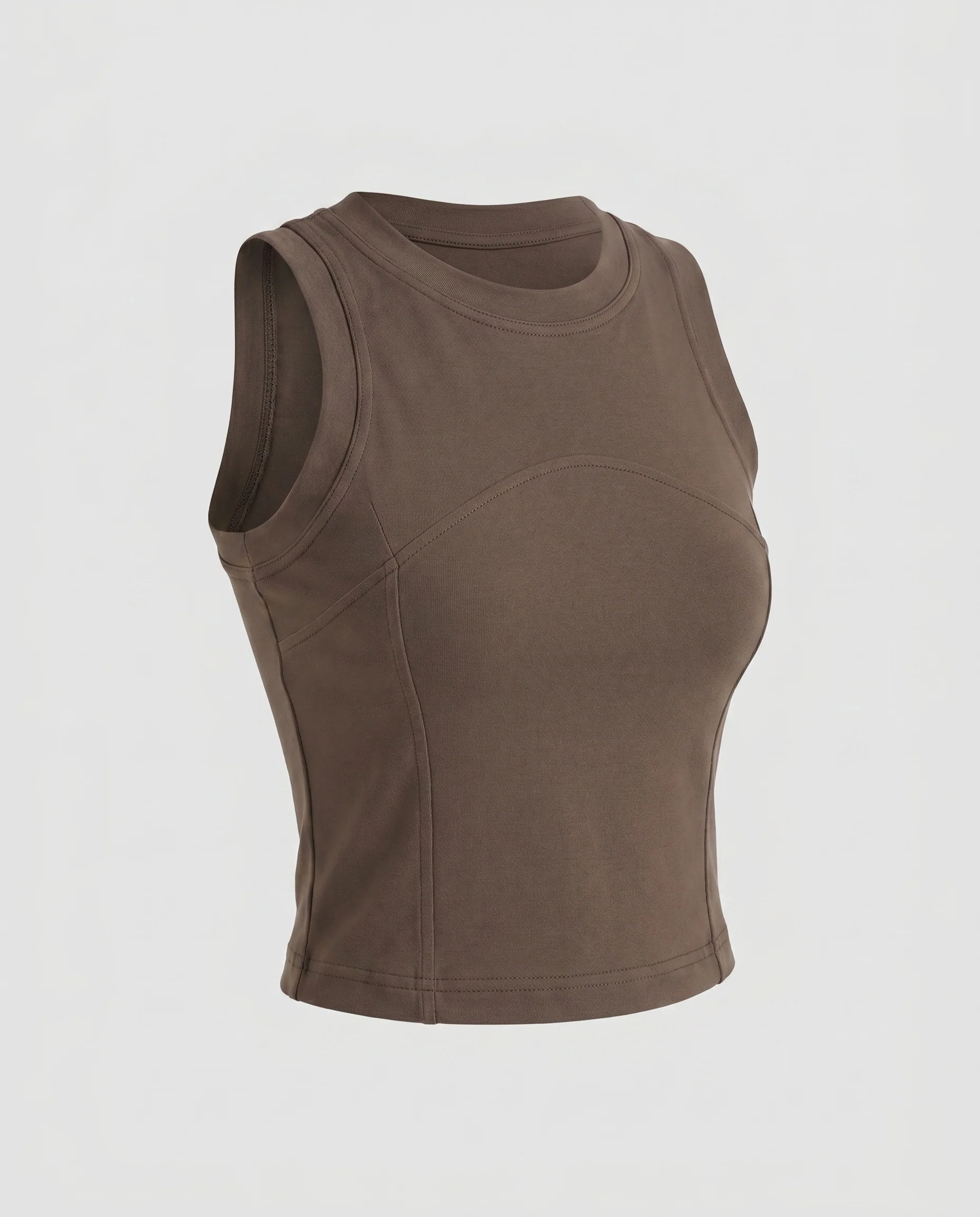 Damen nan formgebendes bauchfreies Top mit konturierenden Teilungsnähten und hohem Rundhals - Image 5