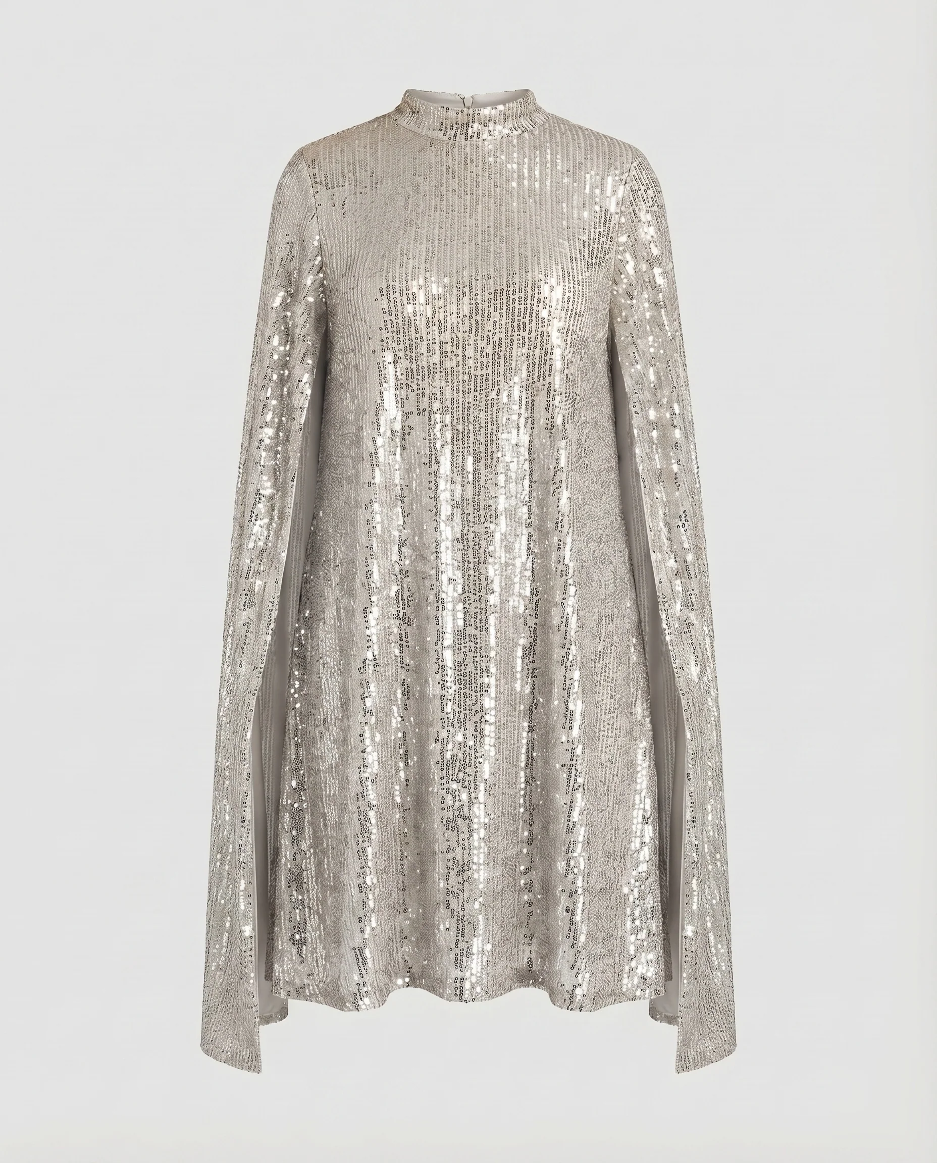 Damen Paillettencape-Minikleid Stehkragen A-Linien-Schnitt - Image 6