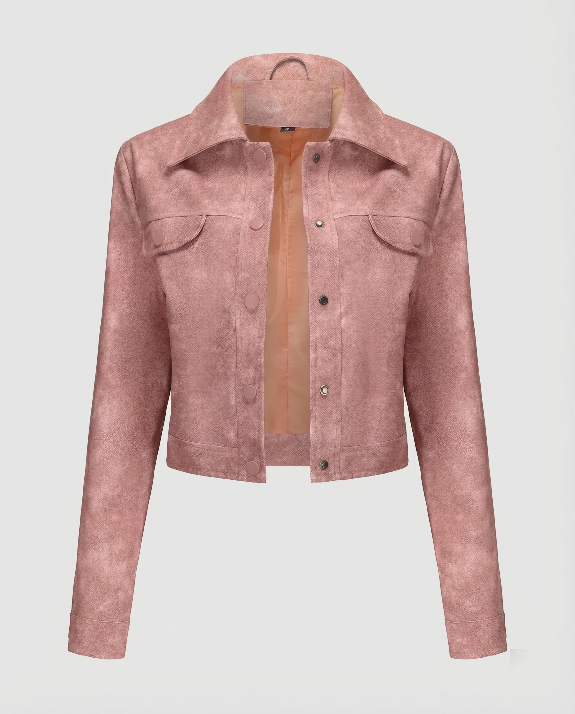 Damen Veloursjacke Trucker-Stil Druckknöpfe Brustklappen - Image 5