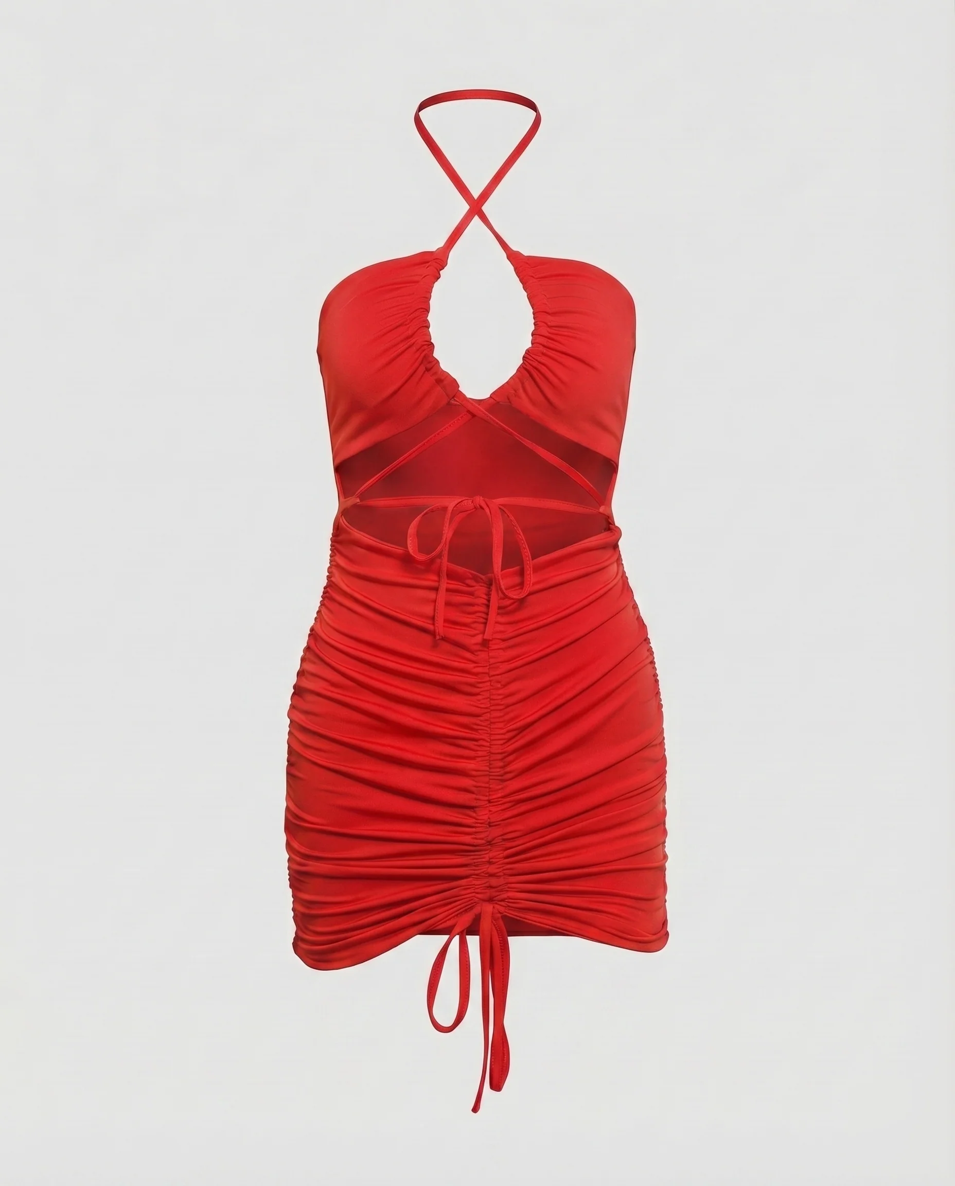 Damen Mini-Bodyconkleid Neckholder Cut-Out Tunnelzug - Image 5