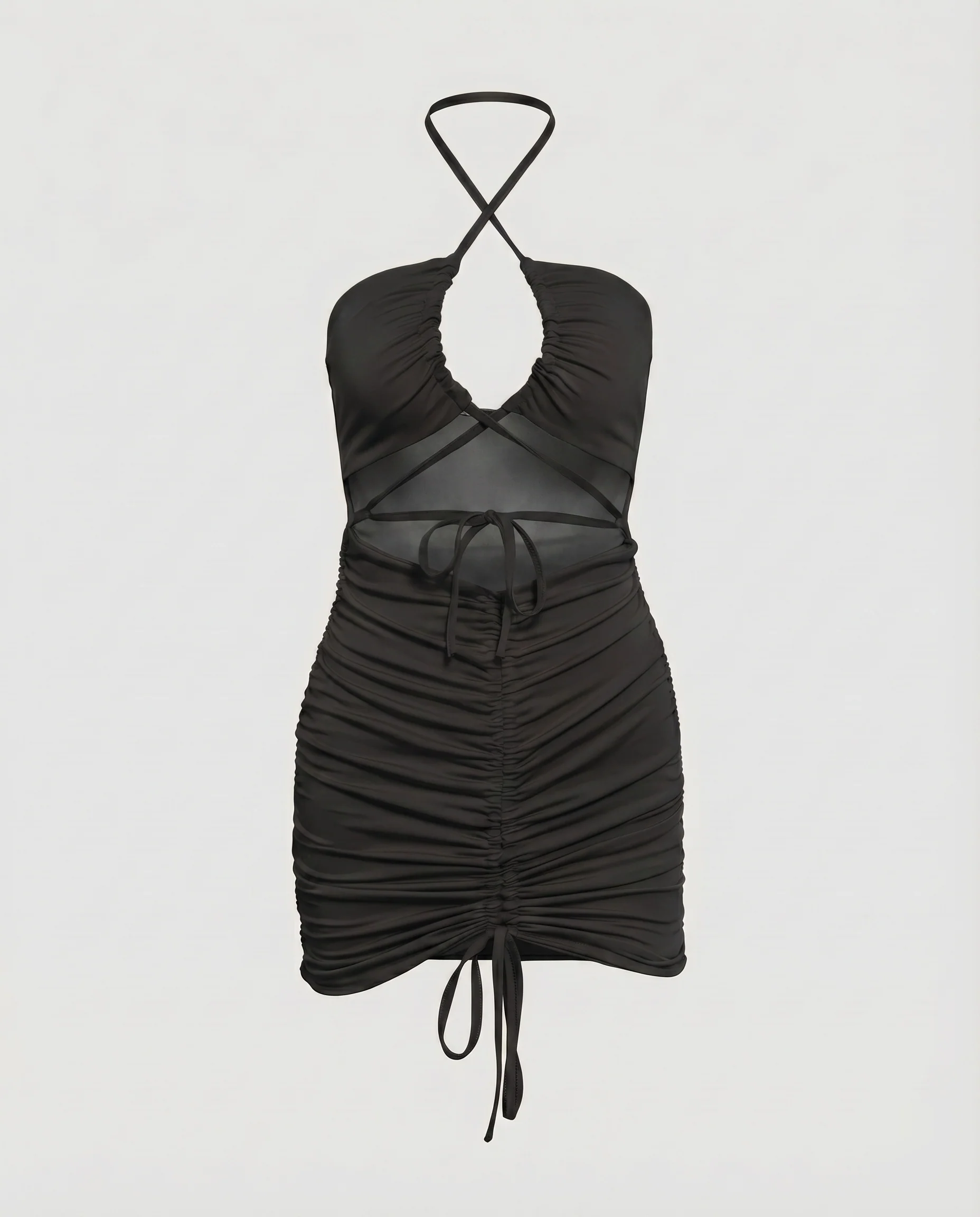 Damen Mini-Bodyconkleid Neckholder Cut-Out Tunnelzug - Image 6