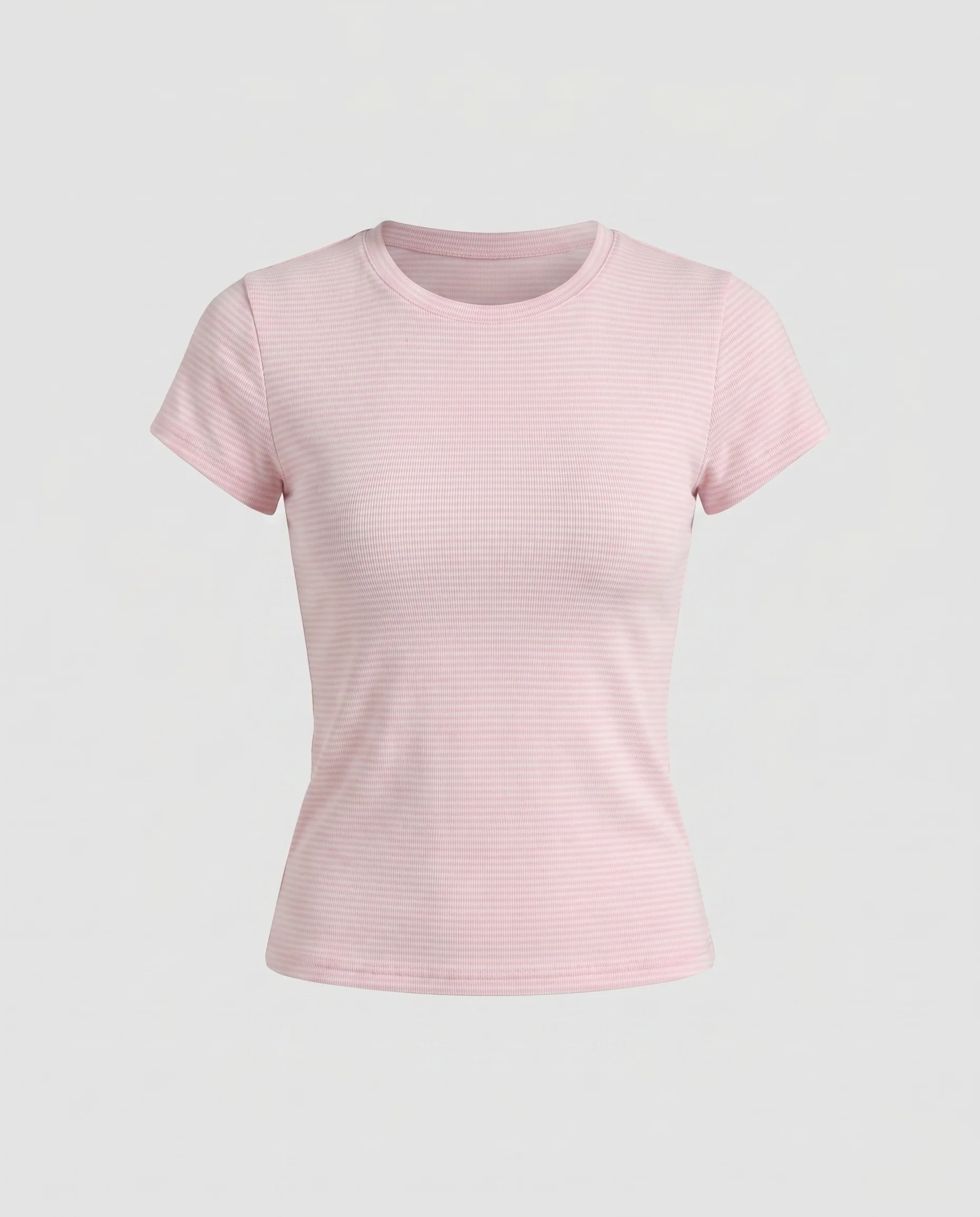 Damen nan geripptes Kurzarmshirt aus Baumwollmix mit Rundhals - Image 5