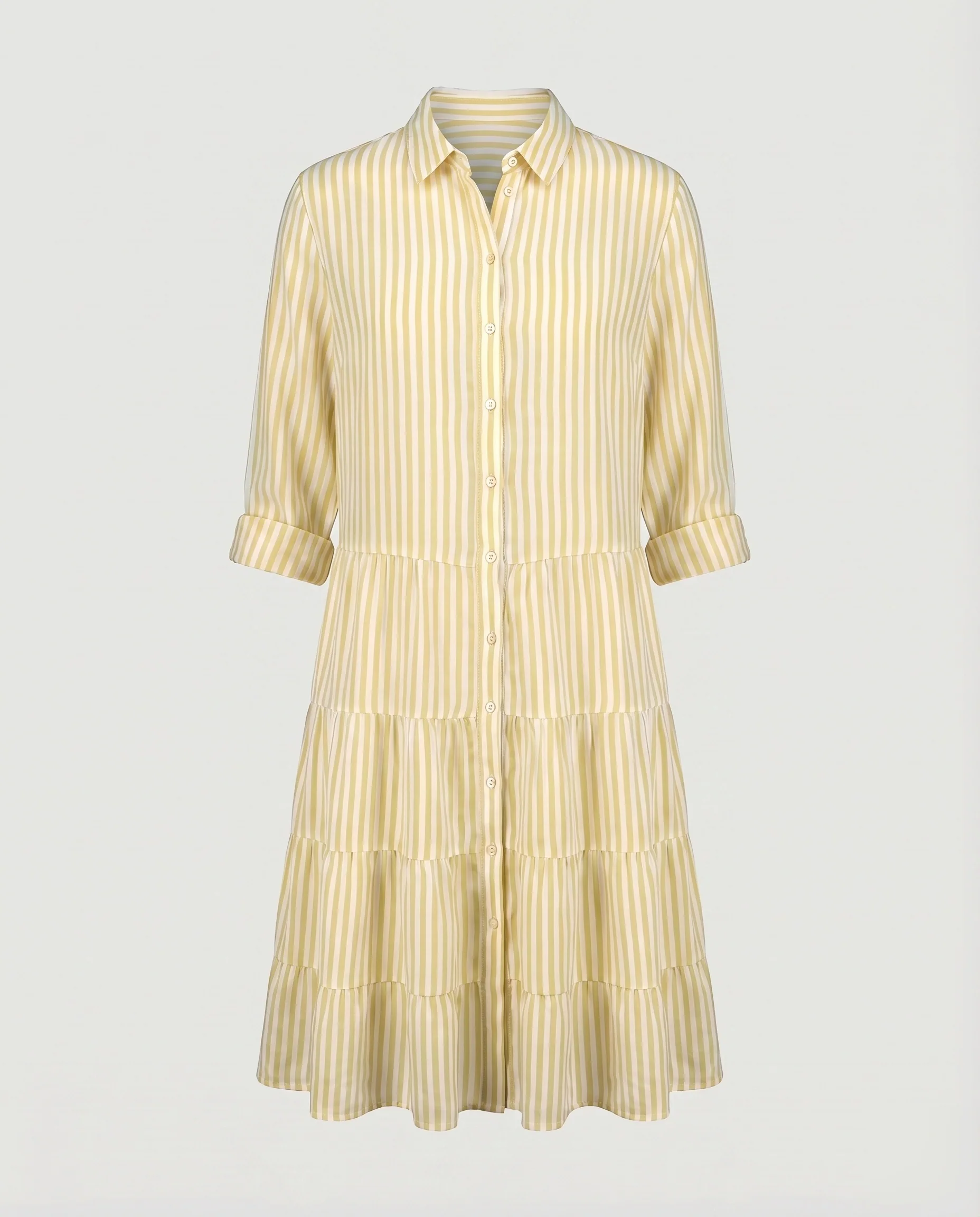 Damen Blusen-Tunika-Stufenkleid Gestreift Knopfleiste Taillennaht - Image 10
