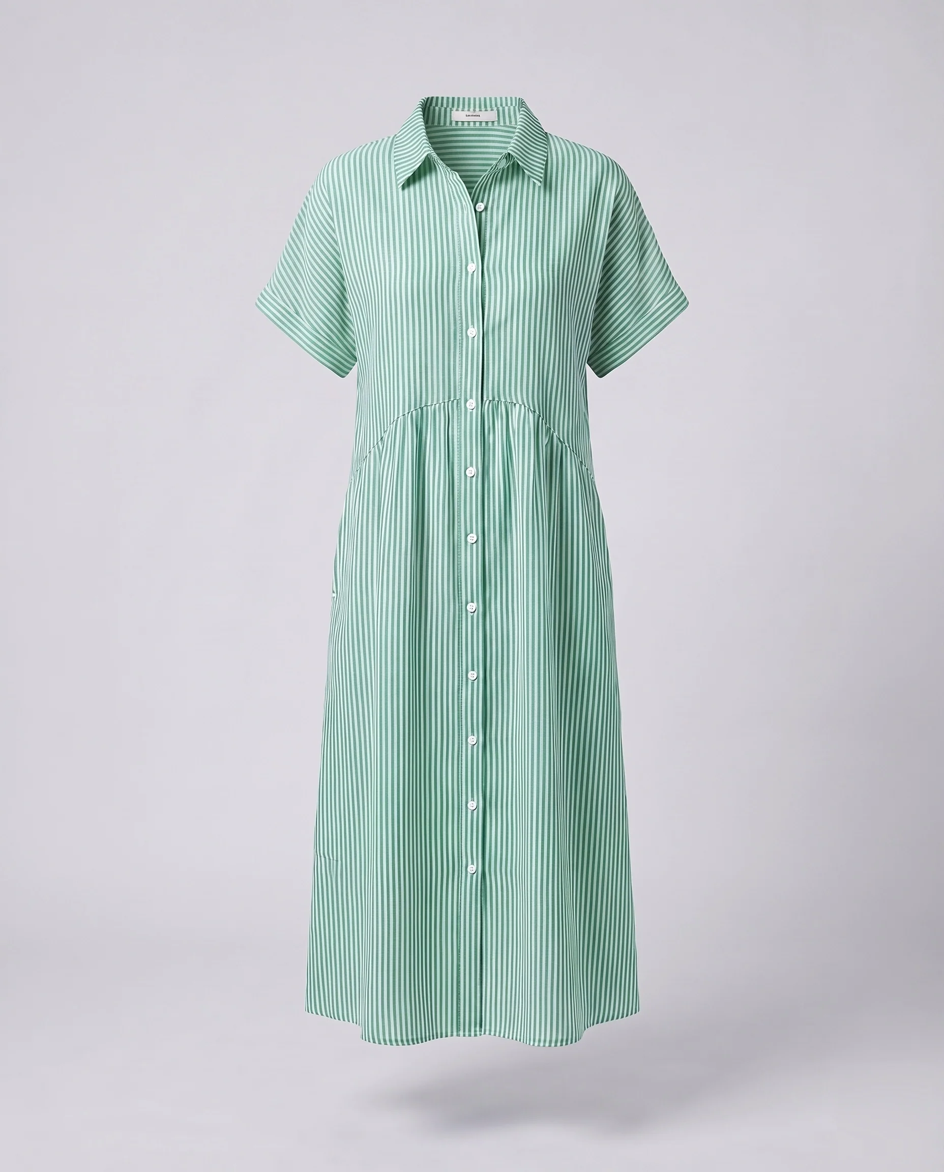 Damen Midikleid Hemdlook Unterbrustnaht Seitentaschen Umschlagärmel - Image 10