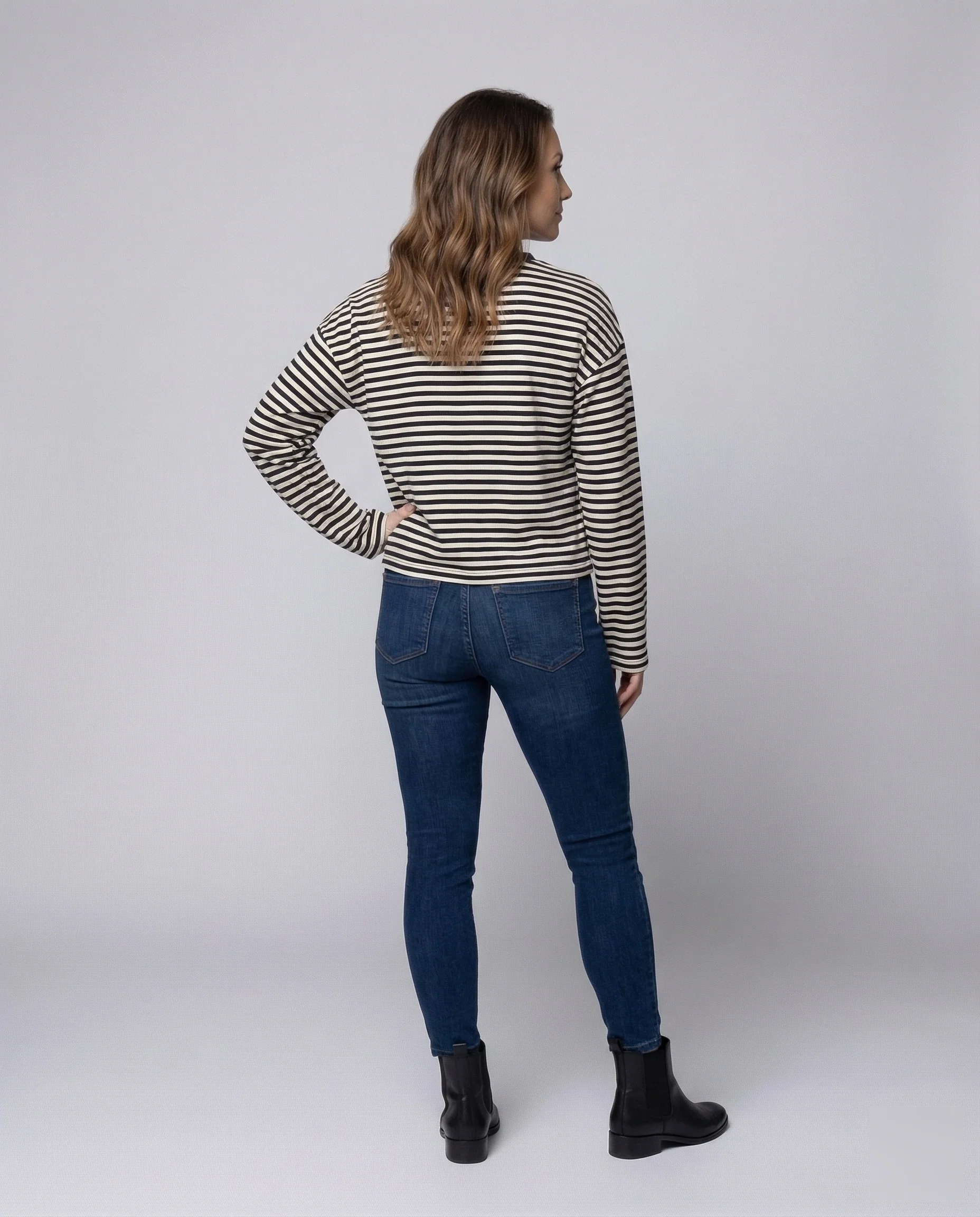 Damen Langarmshirt Breton-Stil Boxy-Schnitt - Image 3
