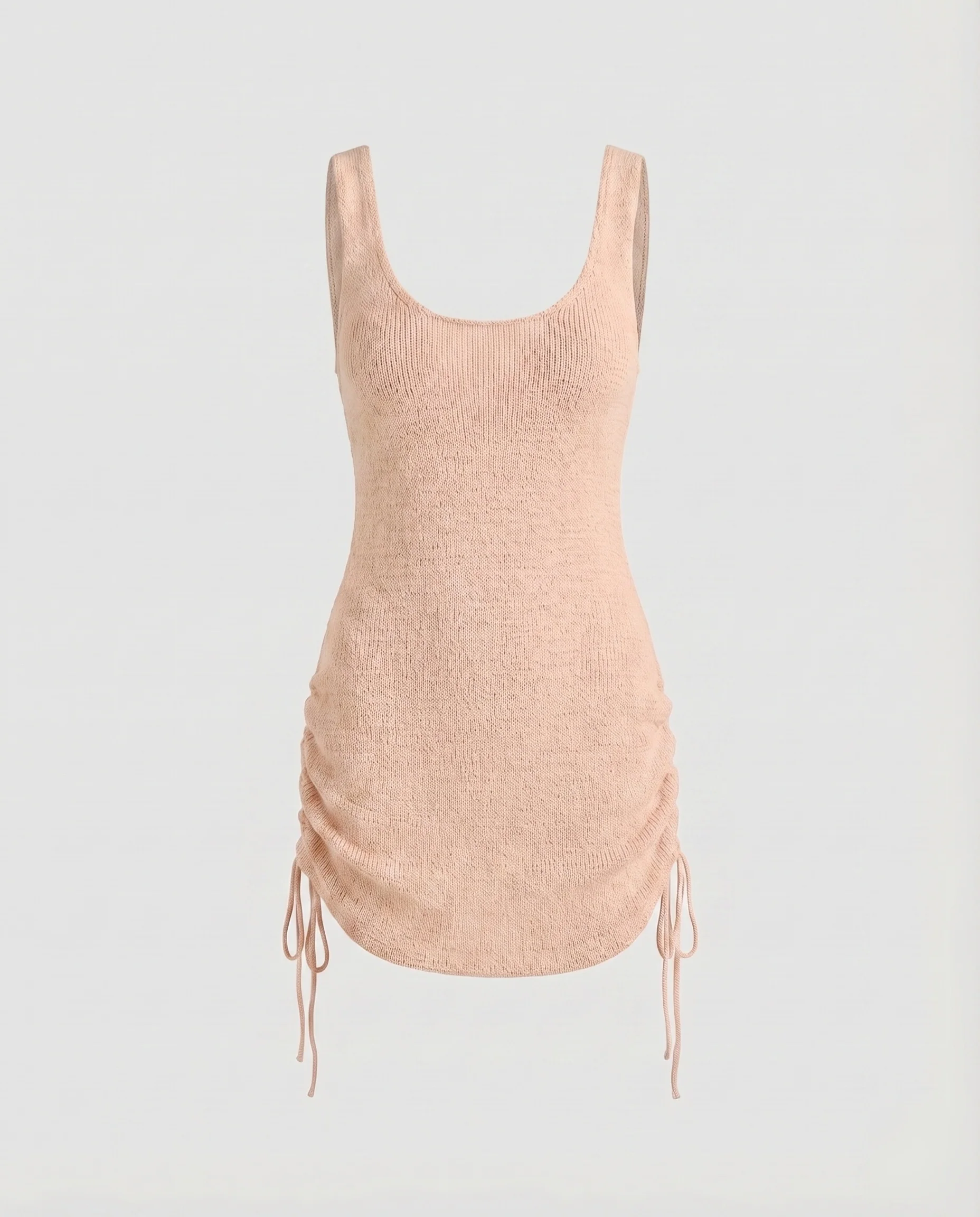 Damen Strick-Minikleid Ärmellos U-Ausschnitt Kordelzug - Image 17