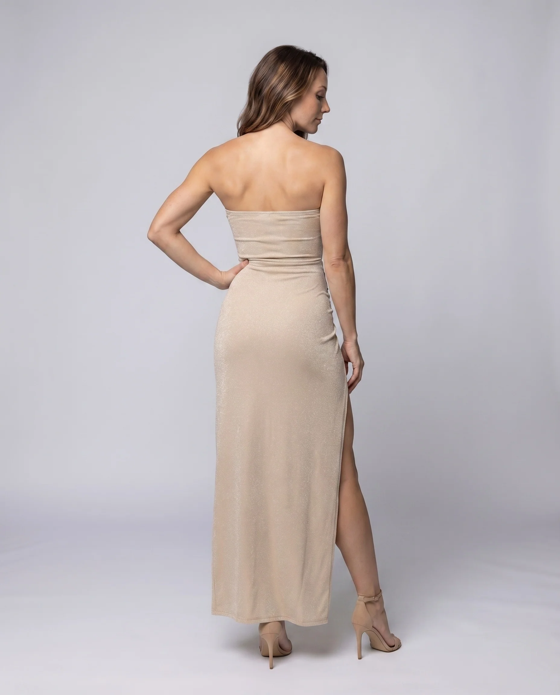 Damen Bandeau-Midikleid Cut-Out Beinschlitz Twist - Image 4