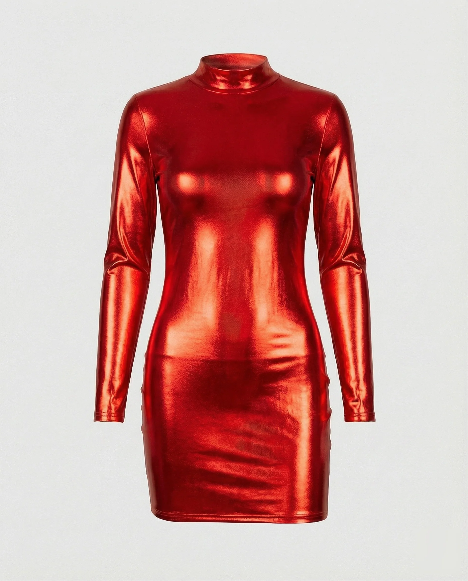 Damen Glänzendes Metallic Bodycon Minikleid - Image 10