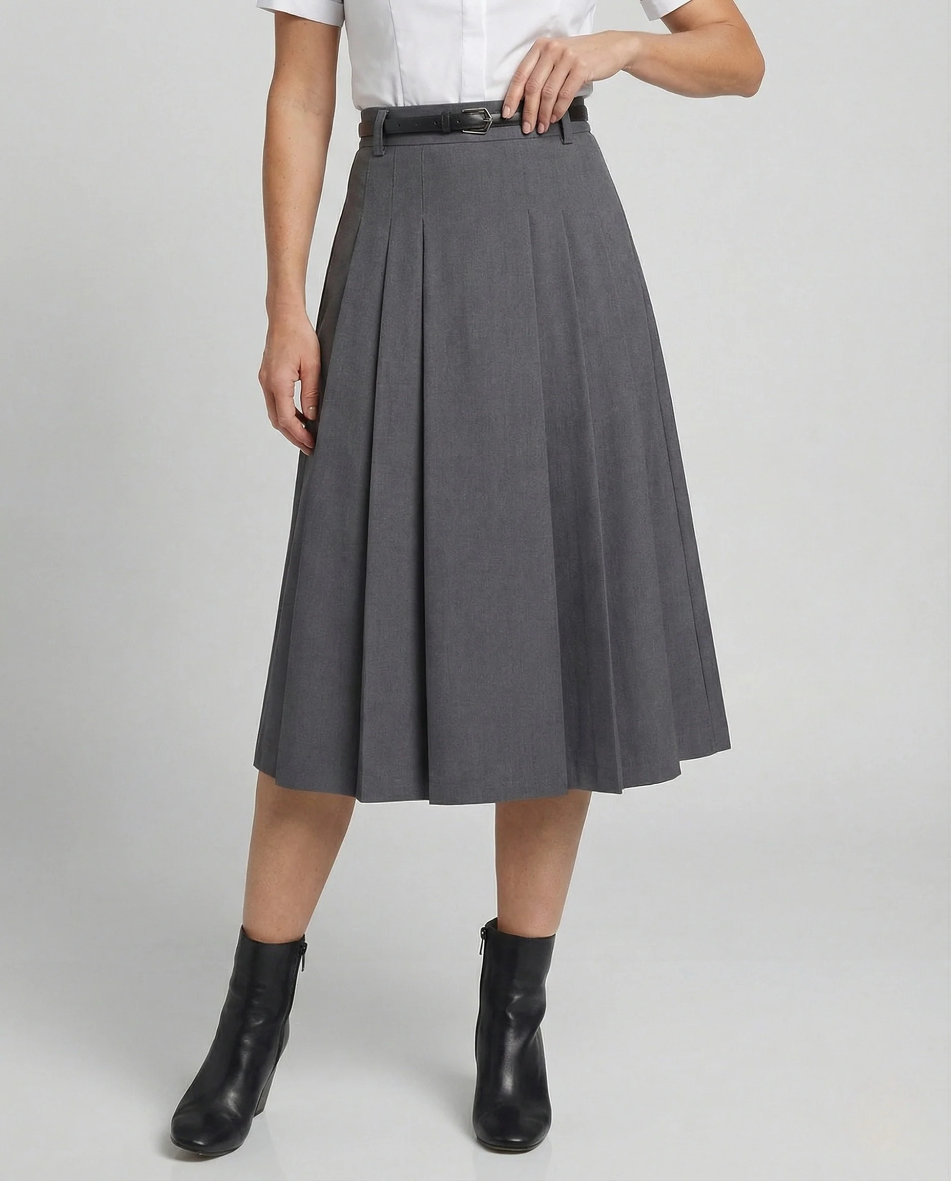 Midirock Damen Plissee A-Linie High Waist