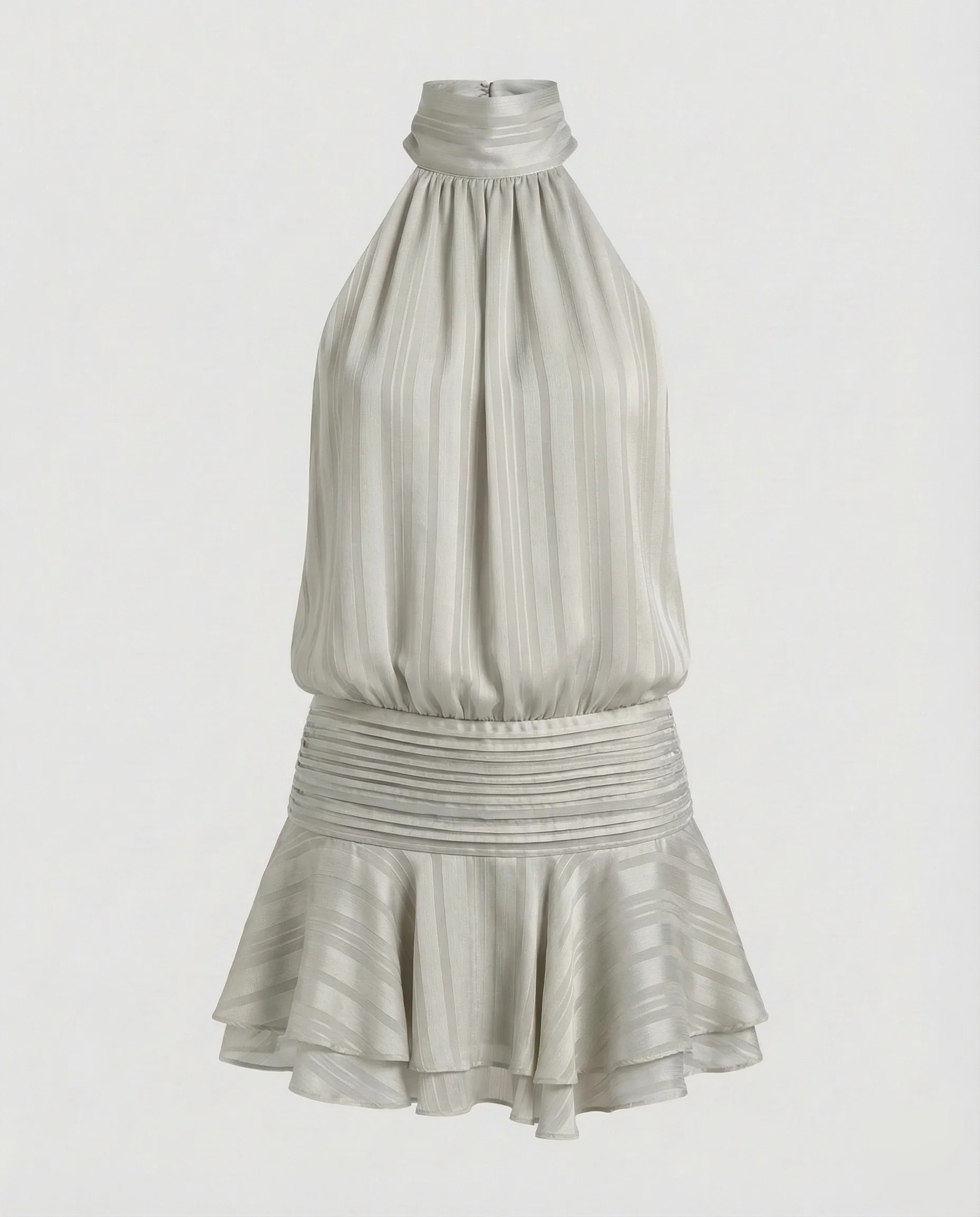 Damen Halstuch-Minikleid Plissée-Oberteil - Image 9