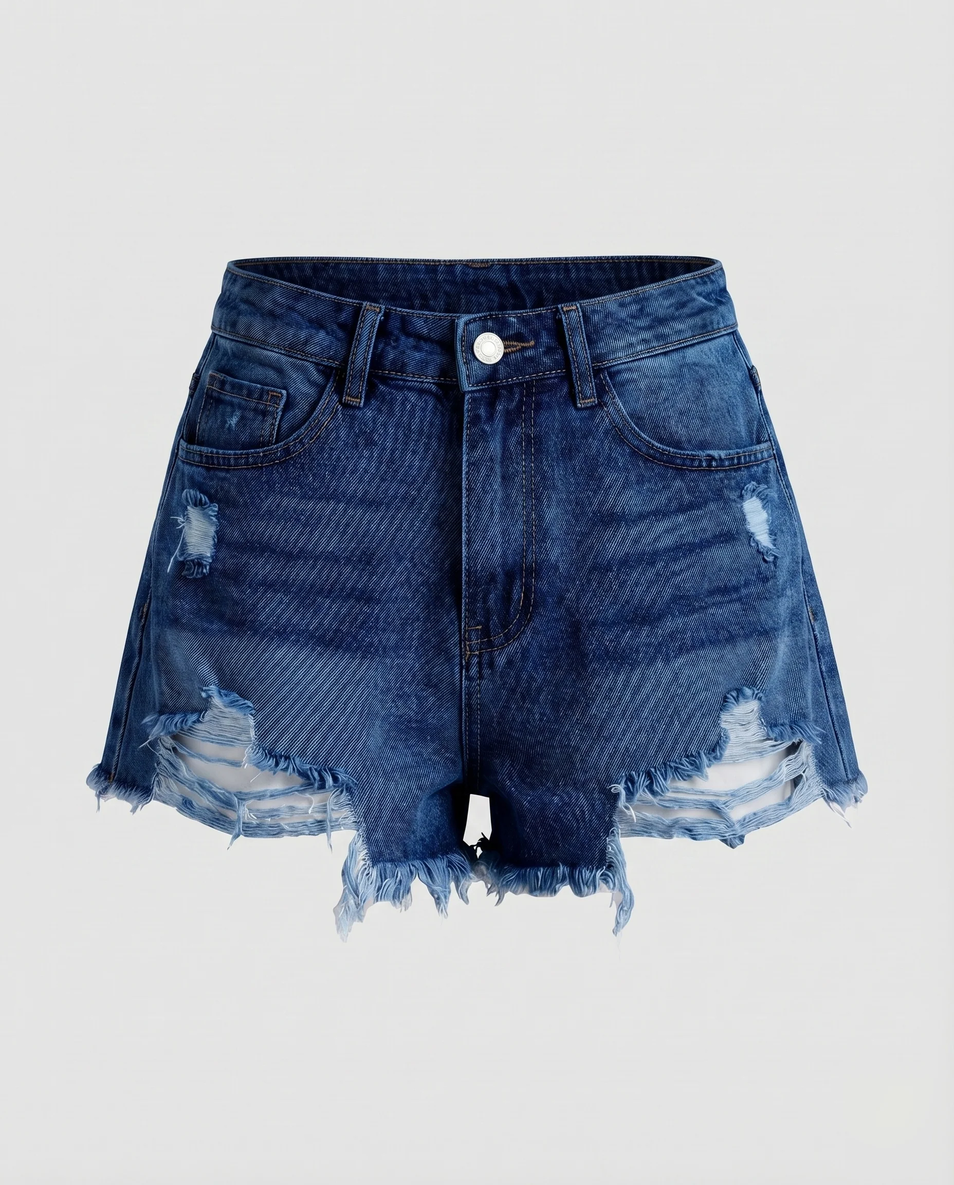 Damen Jeans-Hotpants High-Waist Fransensaum Used-Effekt - Image 8