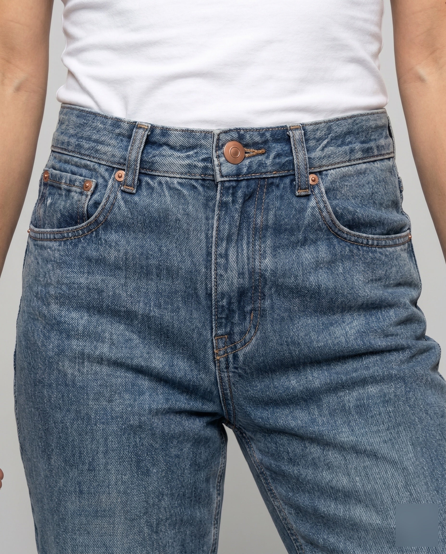 Damen nan hochgeschnittene Jeans mit weitem Bein, geradem Schnitt, Fünf-Taschen-Design und weichem Jeansstoff - Image 3