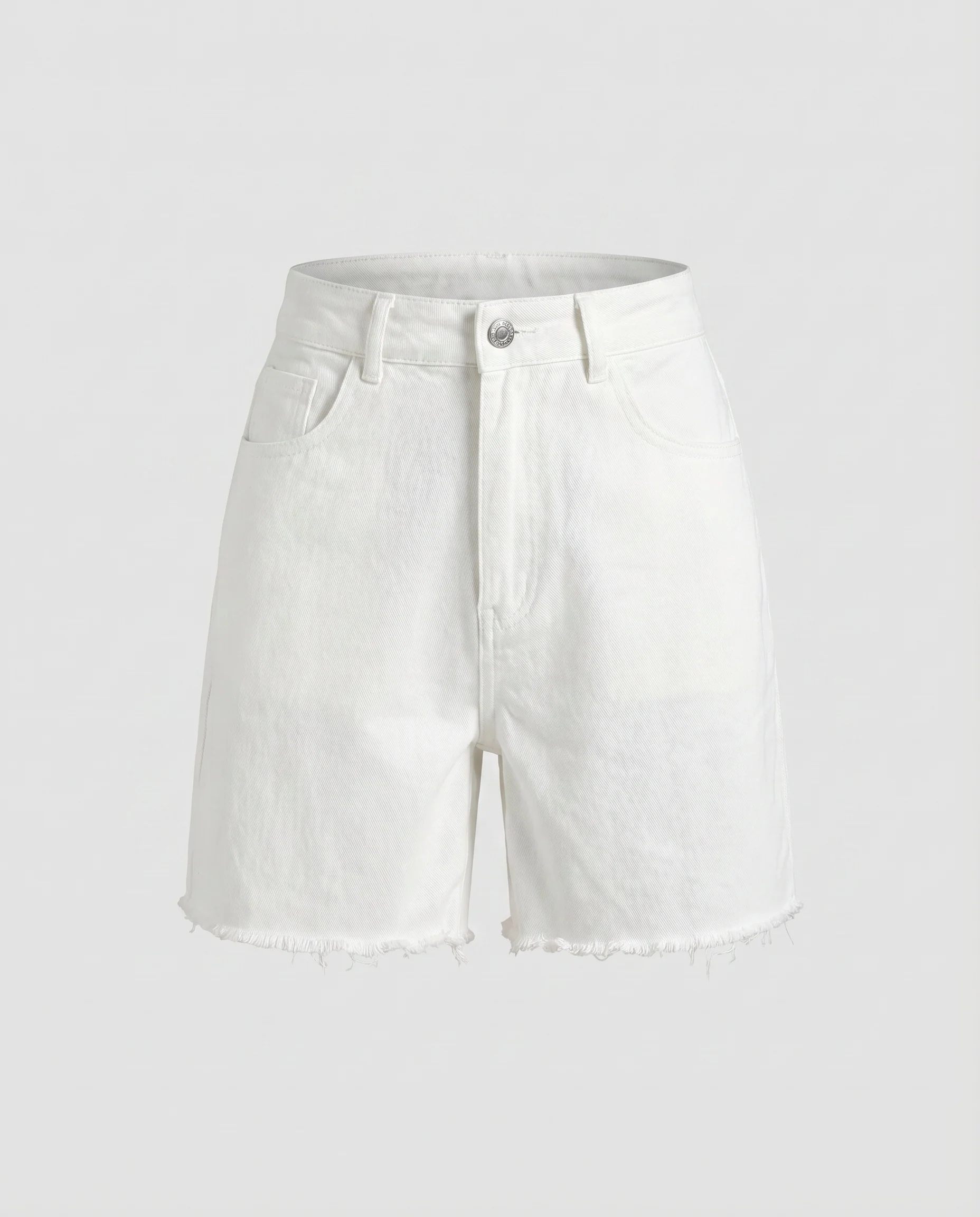 Damen Jeansshorts High-Waist Fransensaum Locker - Image 5