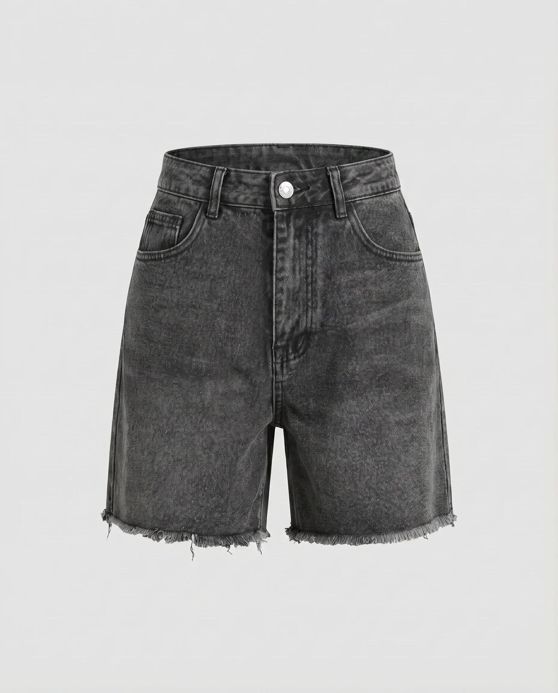 Damen Jeansshorts High-Waist Fransensaum Locker - Image 9