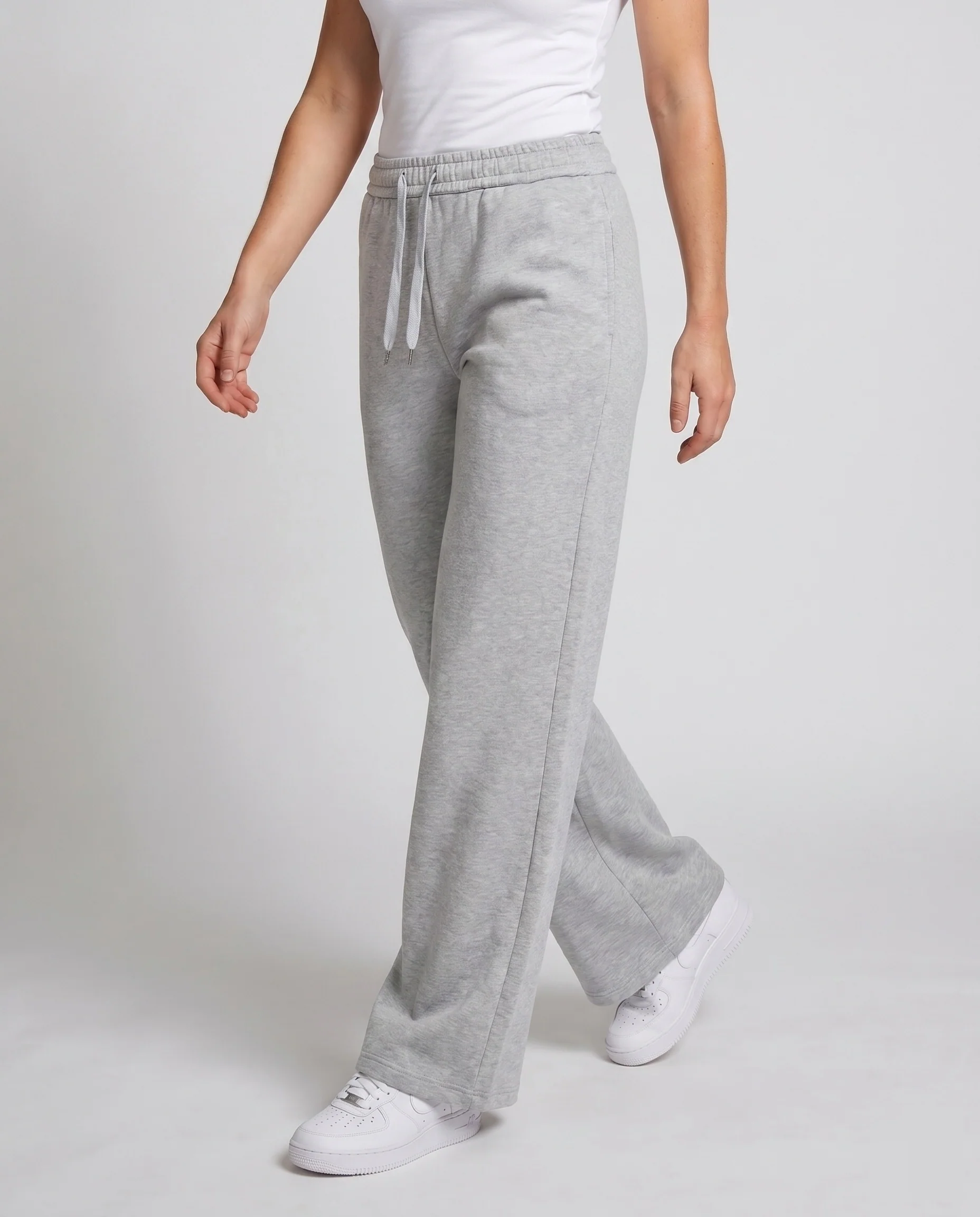 Damen nan hochgeschnittene weite Loungehose aus weichem Sweat mit elastischem Komfortbund und Kordelzug - Image 2