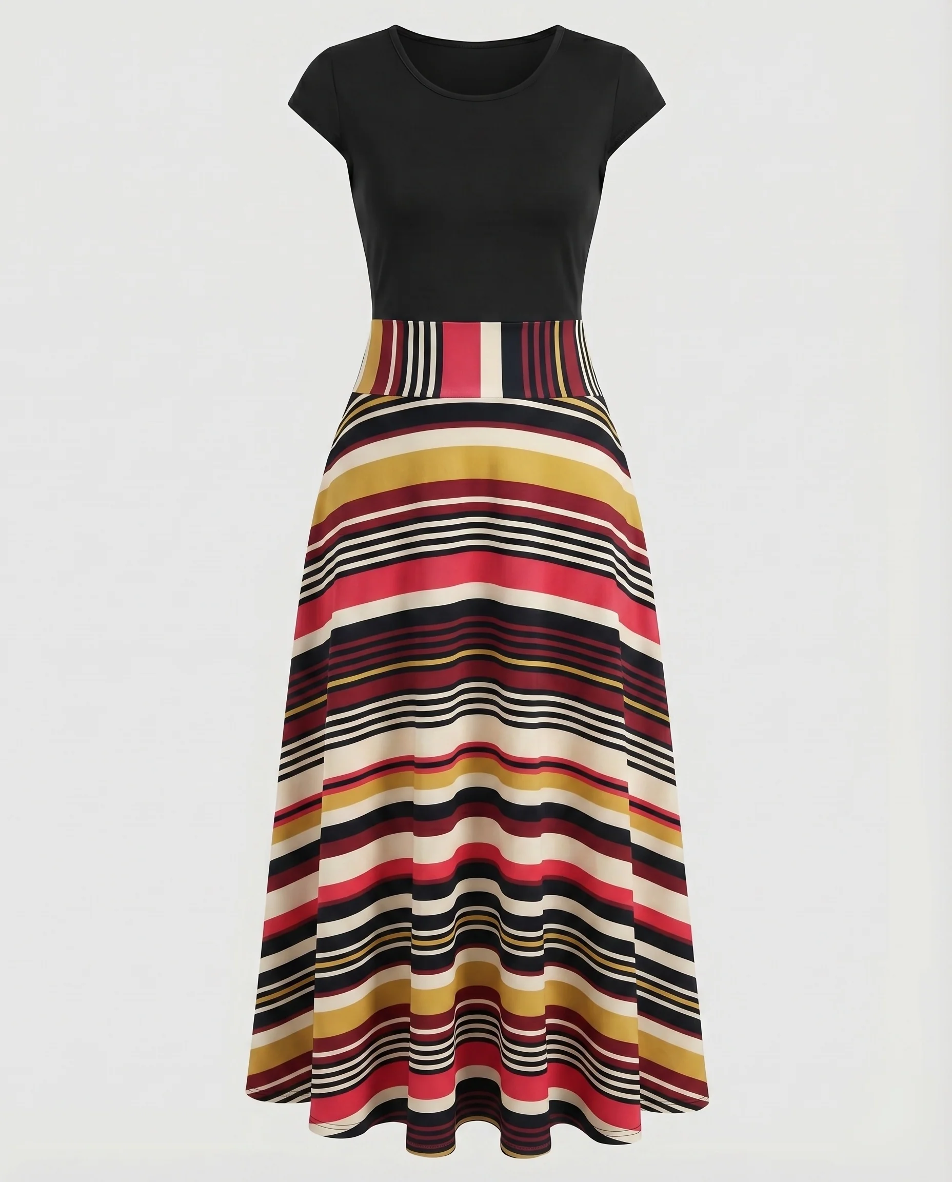 Damen Maxi-Tellerrock Retro-Pünktchen Weiter Fall High-Waist - Image 9