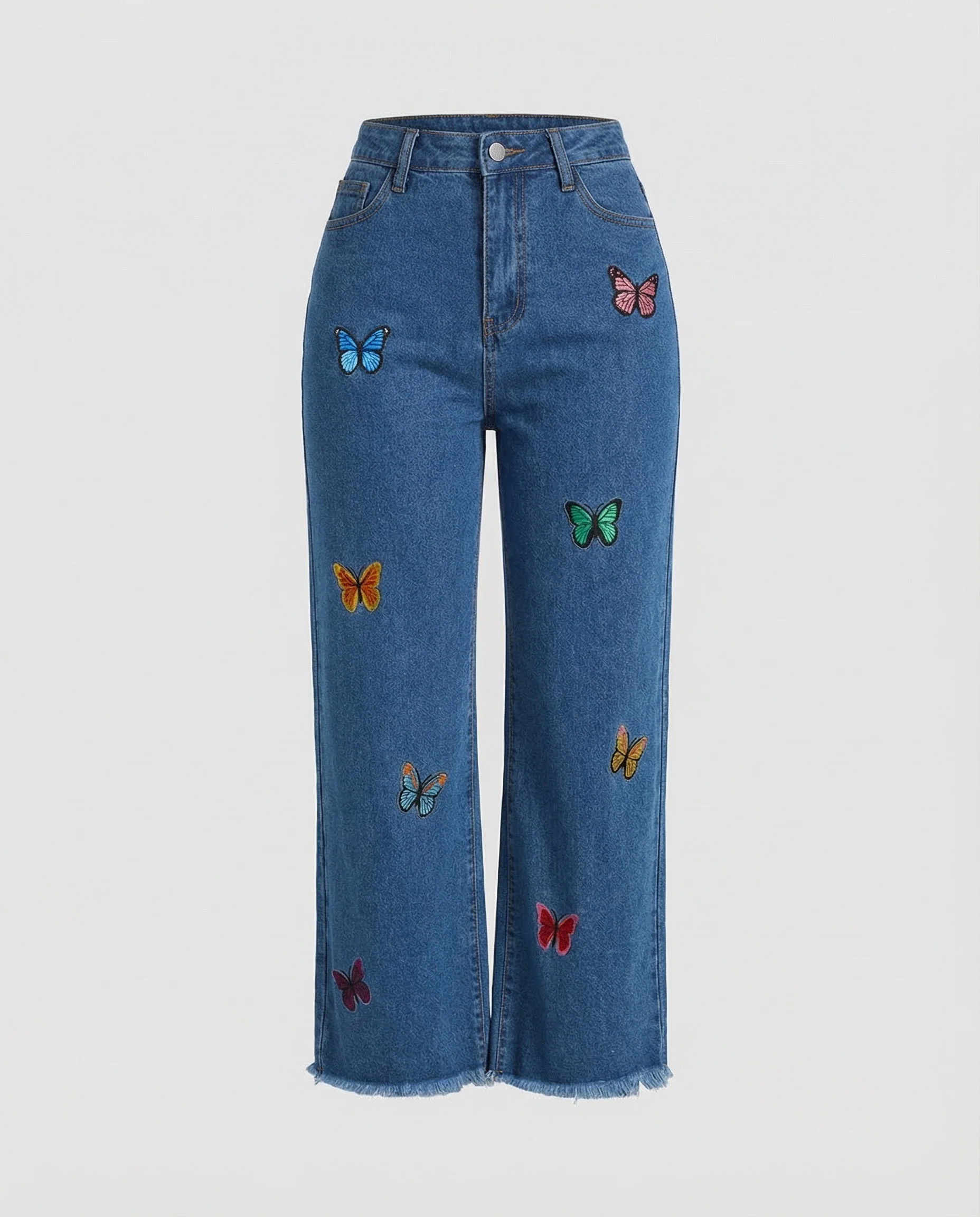 Damen gerade Jeans mit Schmetterlingsstickereien - Image 5