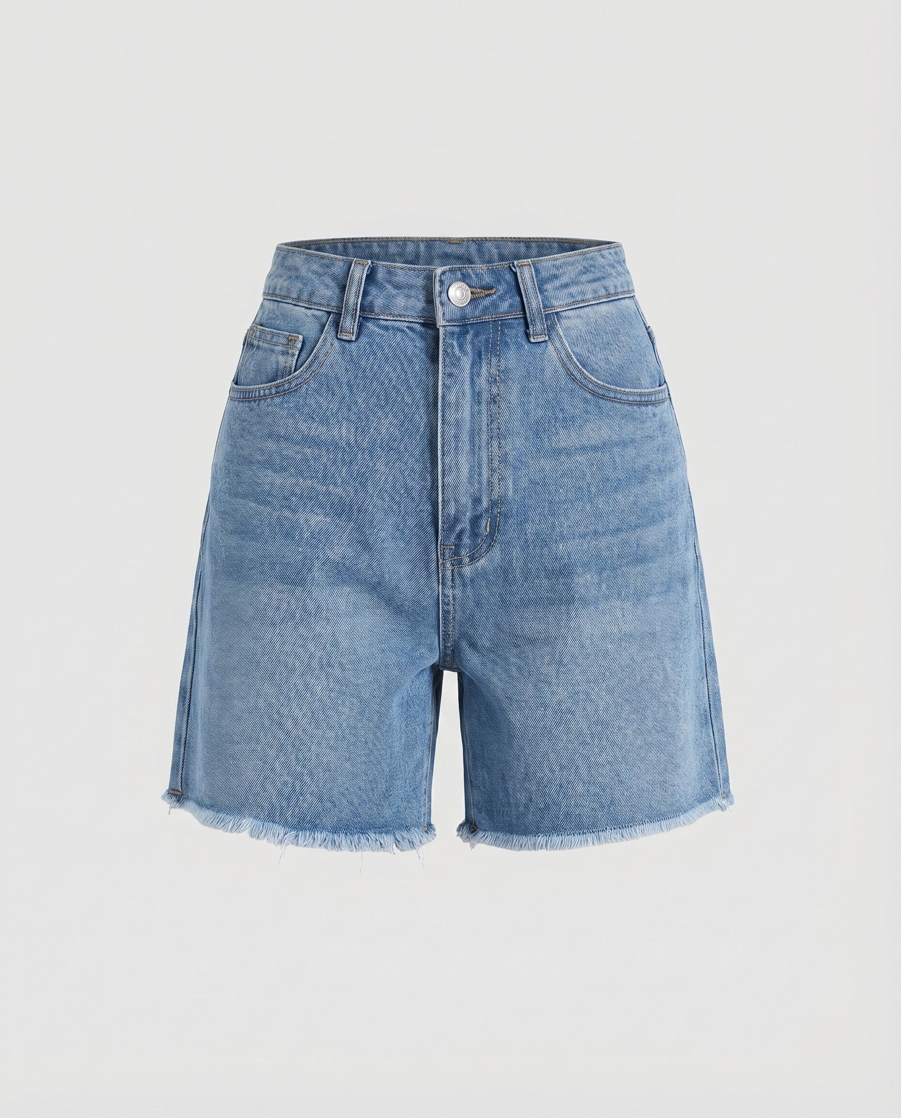 Damen Jeansshorts High-Waist Roher Saum Locker - Image 5