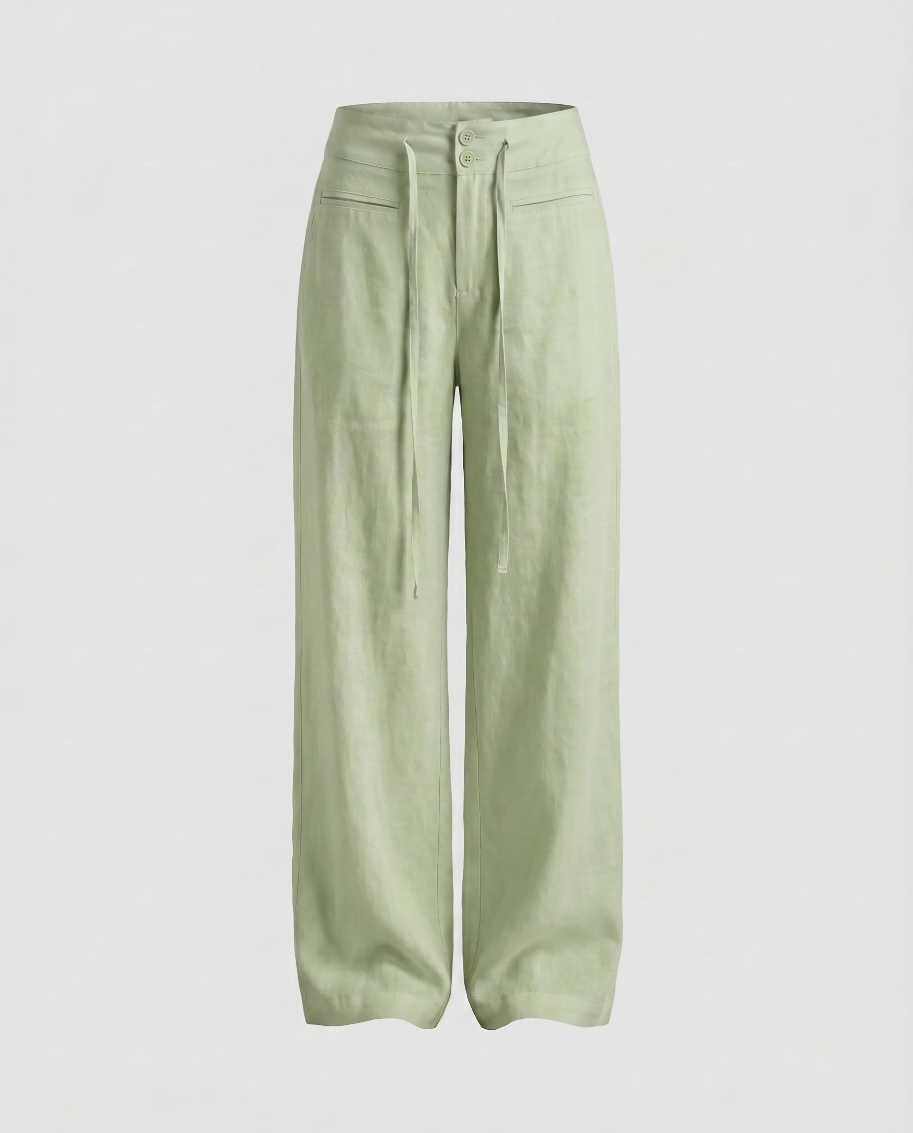 Damen nan hochtaillierte Leinen Palazzohose mit Bindeband, Zierknopfleiste und Leistentaschen - Image 7