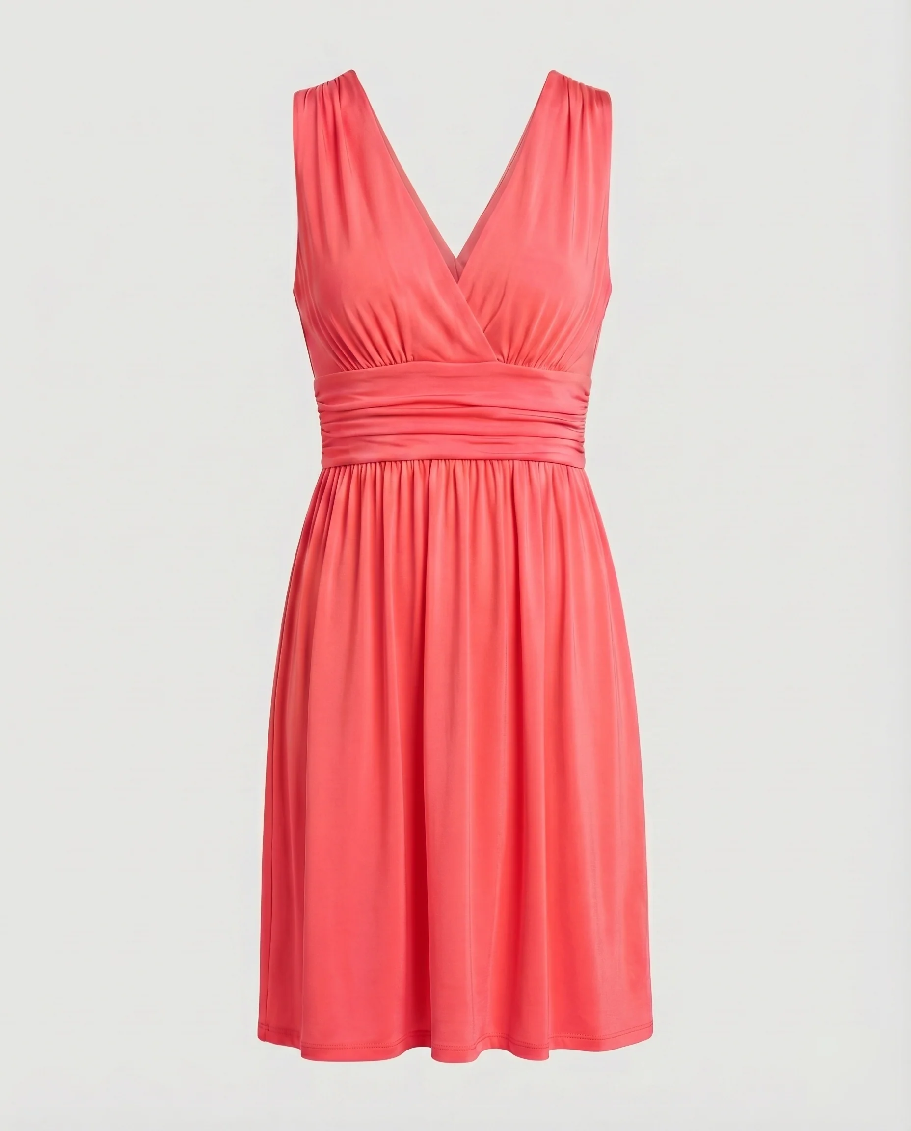 Damen Empire-Kleid V-Ausschnitt Unterbrust-Raffung A-Linie - Image 6