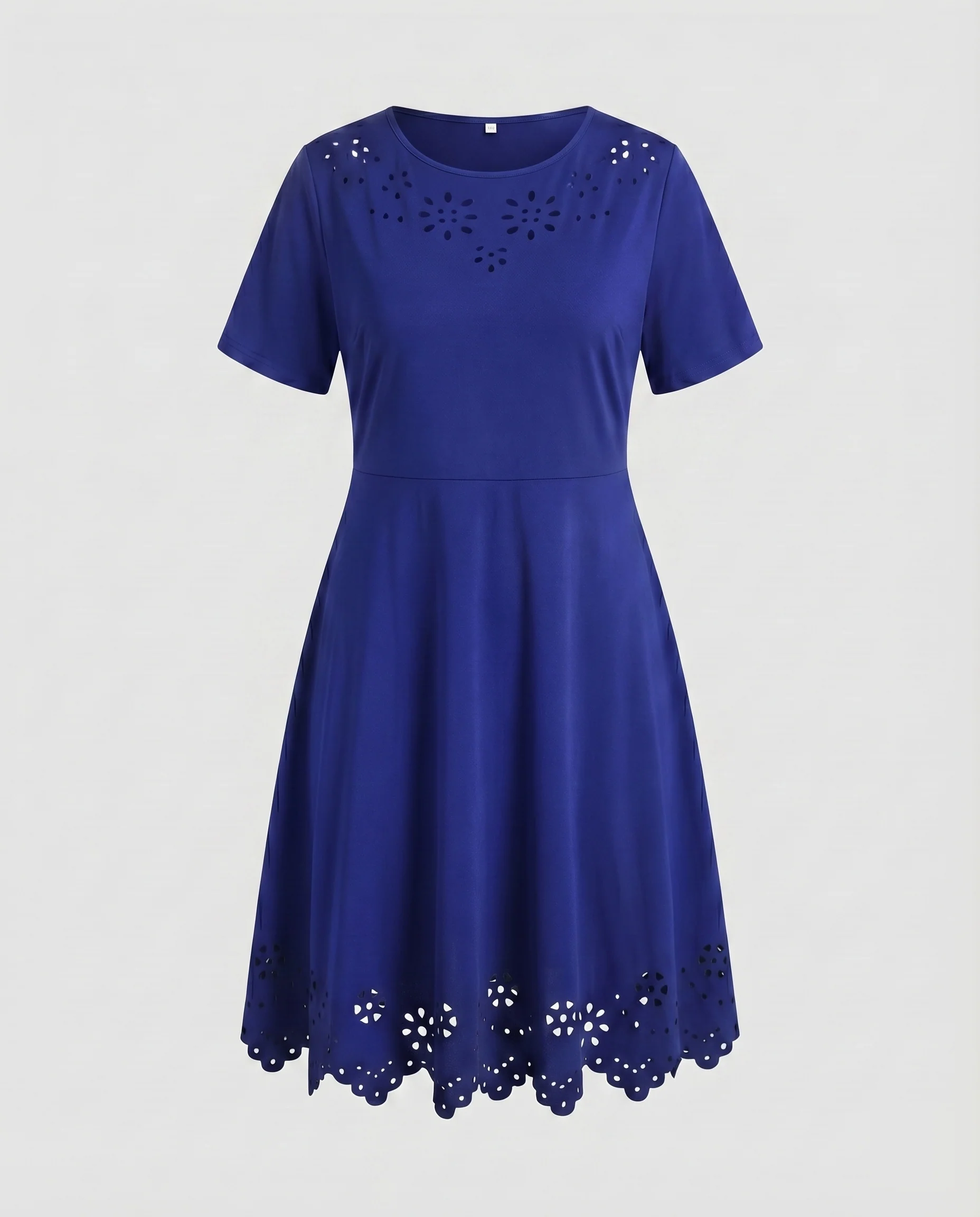 Damen Skaterkleid Florale Laserstanzung Ausschnitt Saum - Image 8