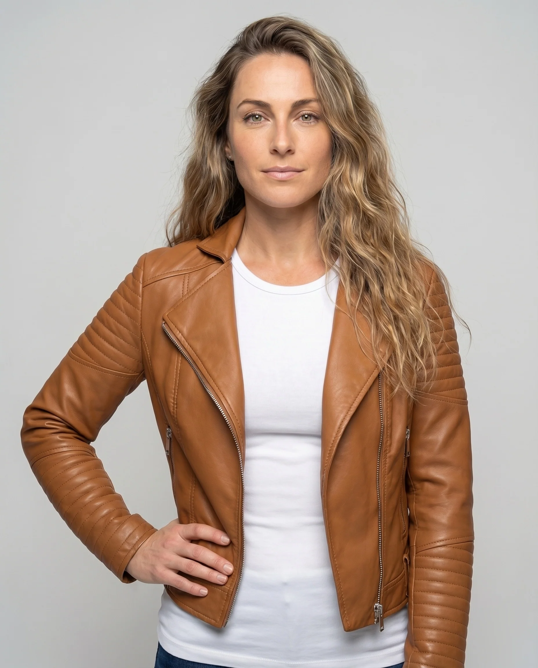 Damen Motorradblazer-Look Konturiert Schnallengürtel Revers - Image 2