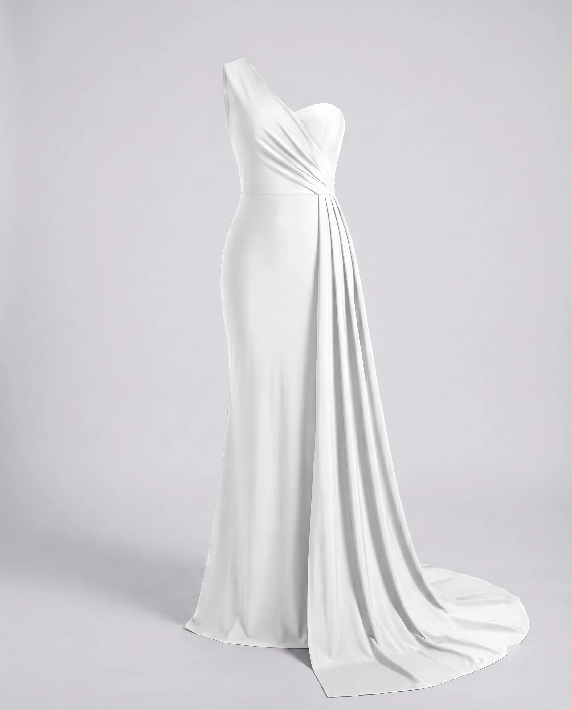 Damen Ein-Schulter-Abendkleid Drapierte Taille Schleppe - Image 11