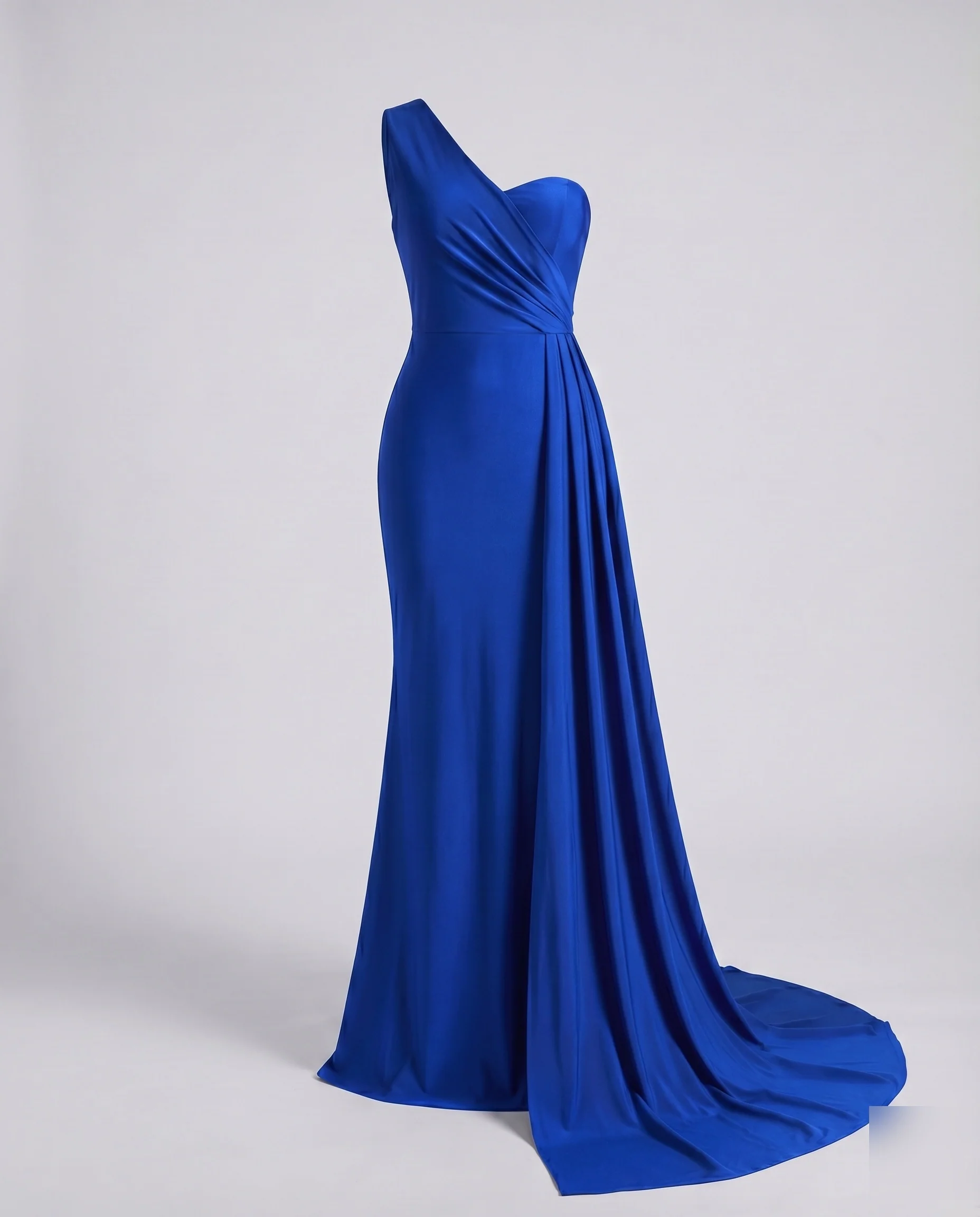 Damen Ein-Schulter-Abendkleid Drapierte Taille Schleppe - Image 8