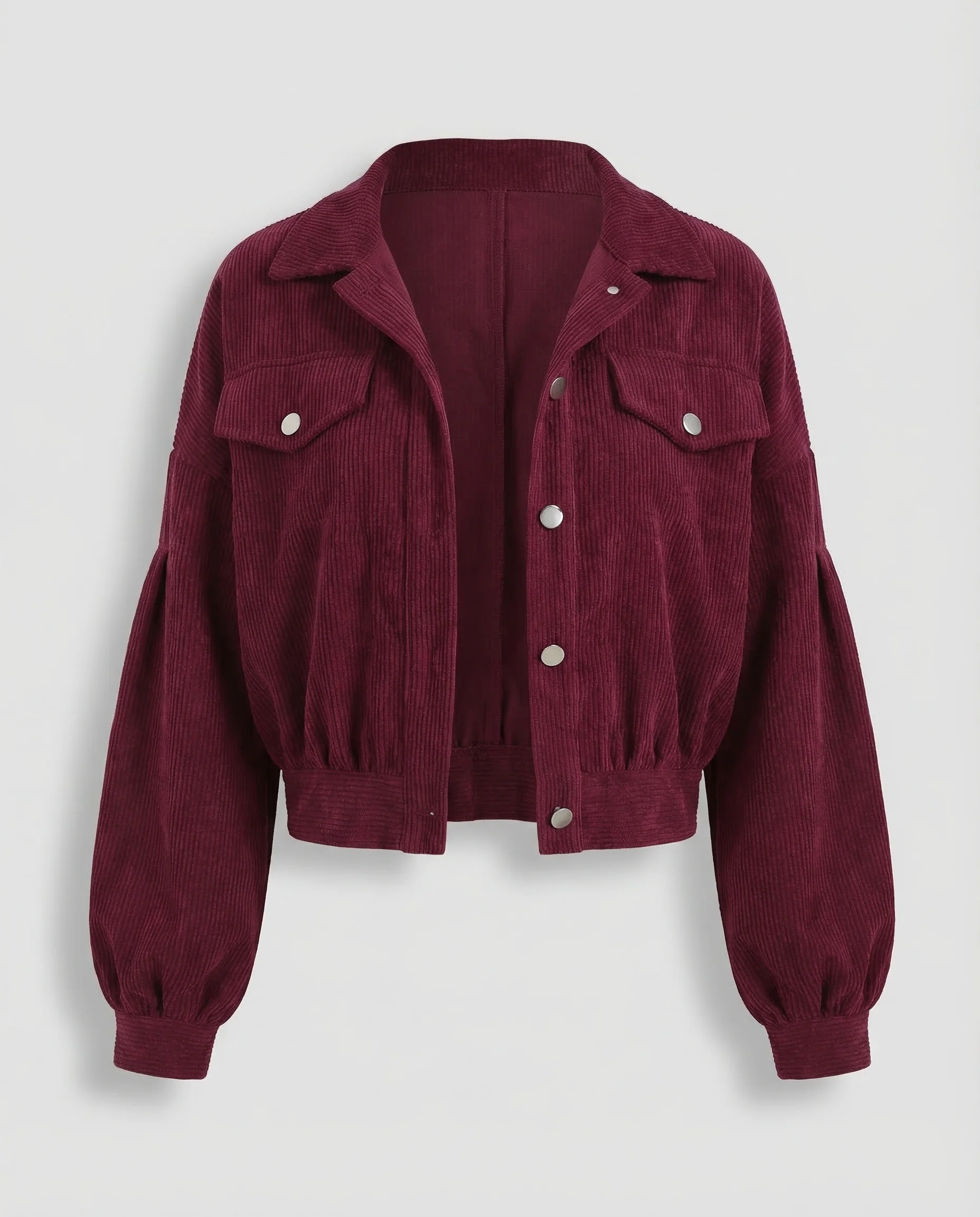 Damen Kurz geschnittene Cordjacke Ballonärmel - Image 6