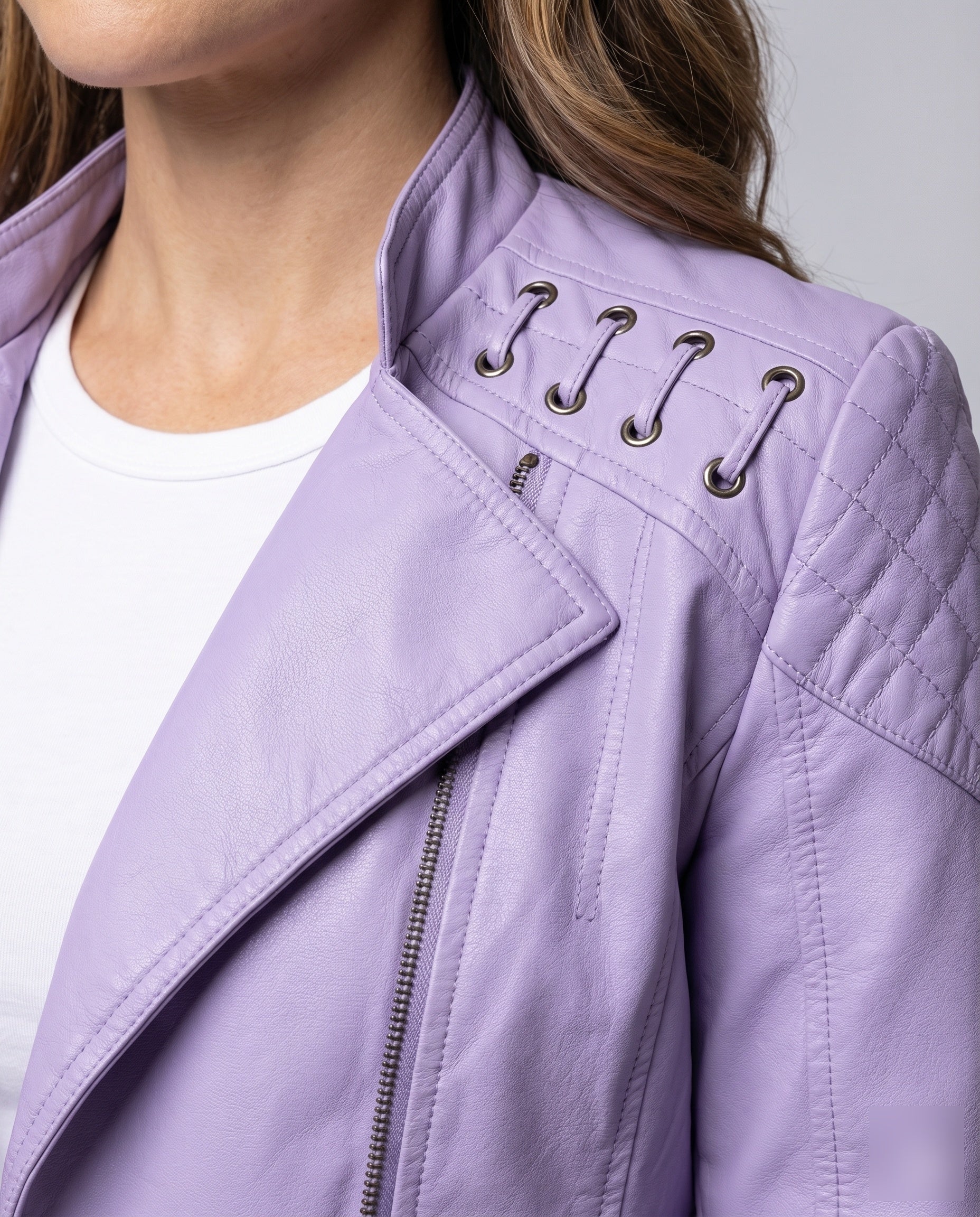 Damen Kunstleder-Kurzblouson Schnürung Asymmetrisch - Image 3