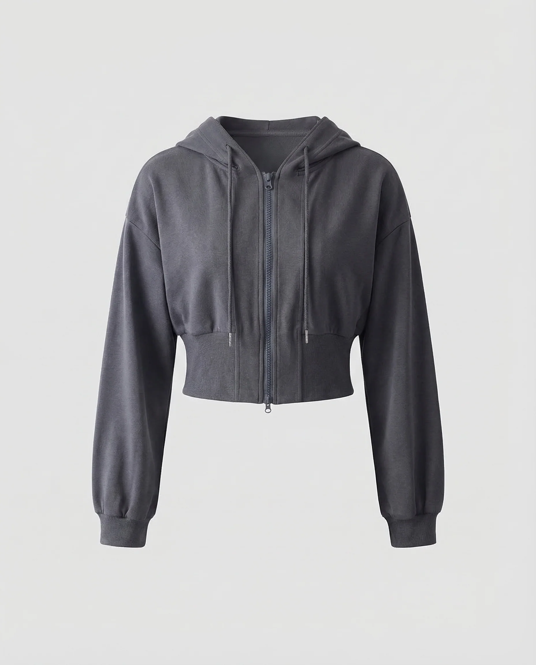Damen Kurze Kapuzen-Sweatjacke Ballonärmel - Image 5