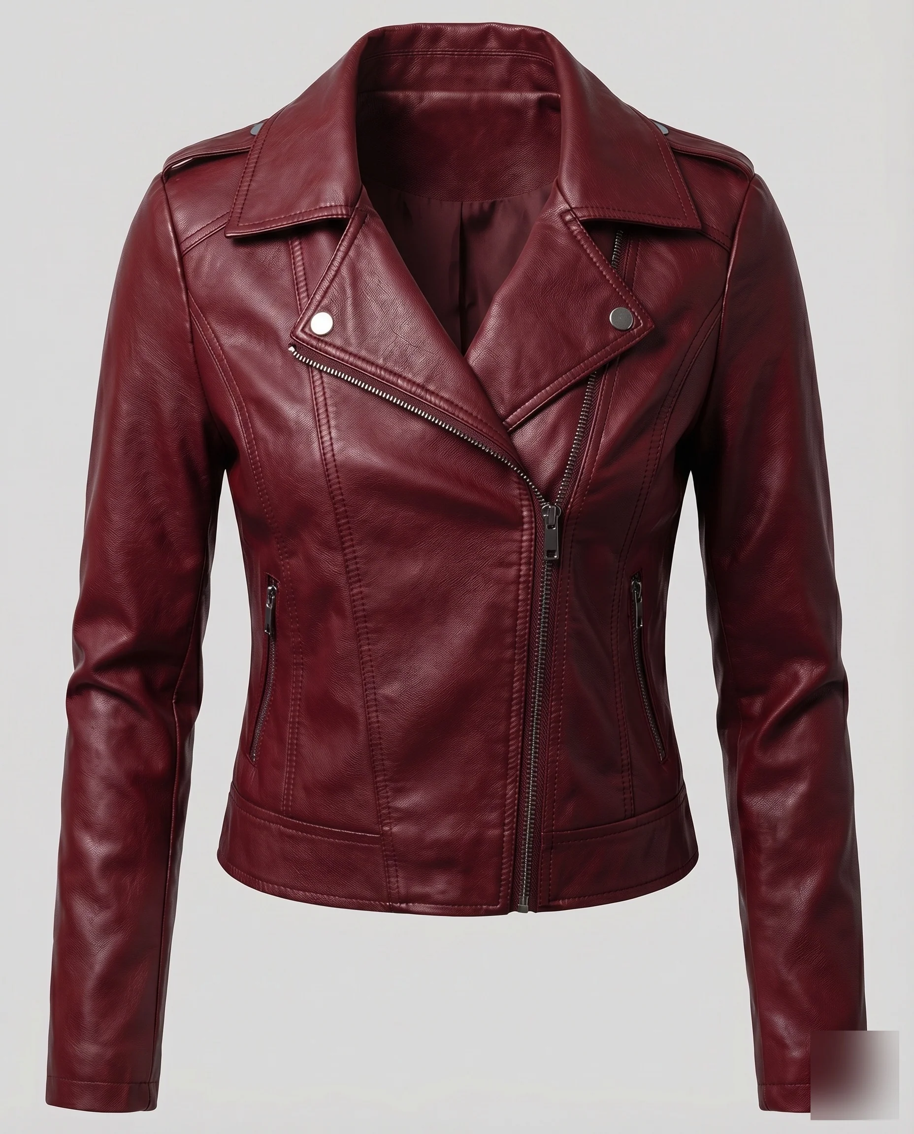 Damen Motocross-Jacke Kunstleder Asymmetrisch Gesteppt - Image 6