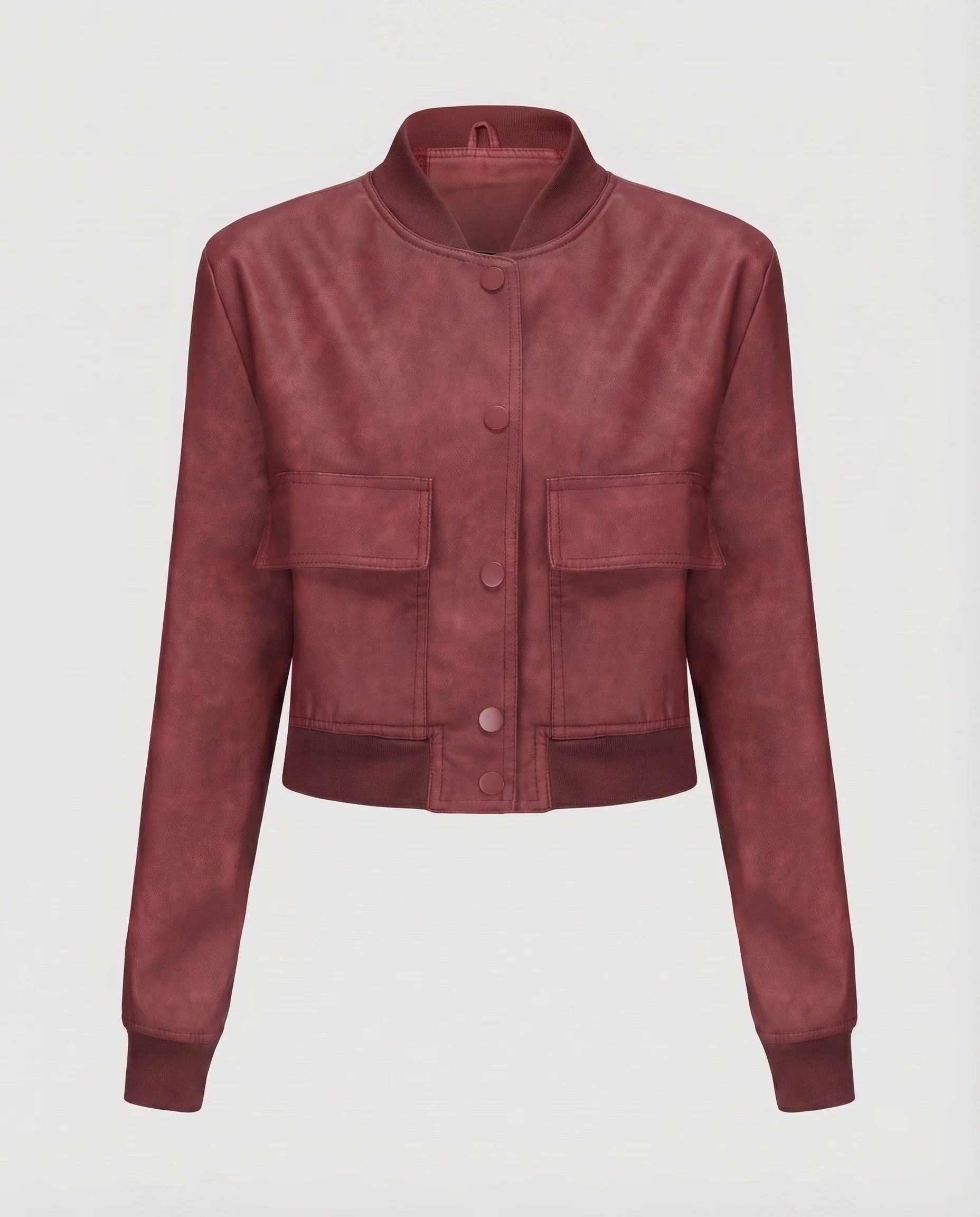 Damen Wildlederimitat-Bomberjacke Rippenbündchen Pattentaschen - Image 12