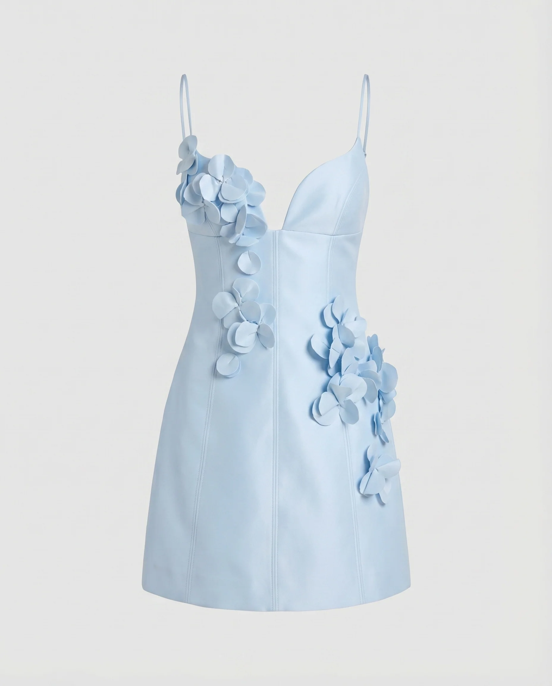 Damen A-Linien-Kleid Spaghettiträger Blütenapplikation - Image 4