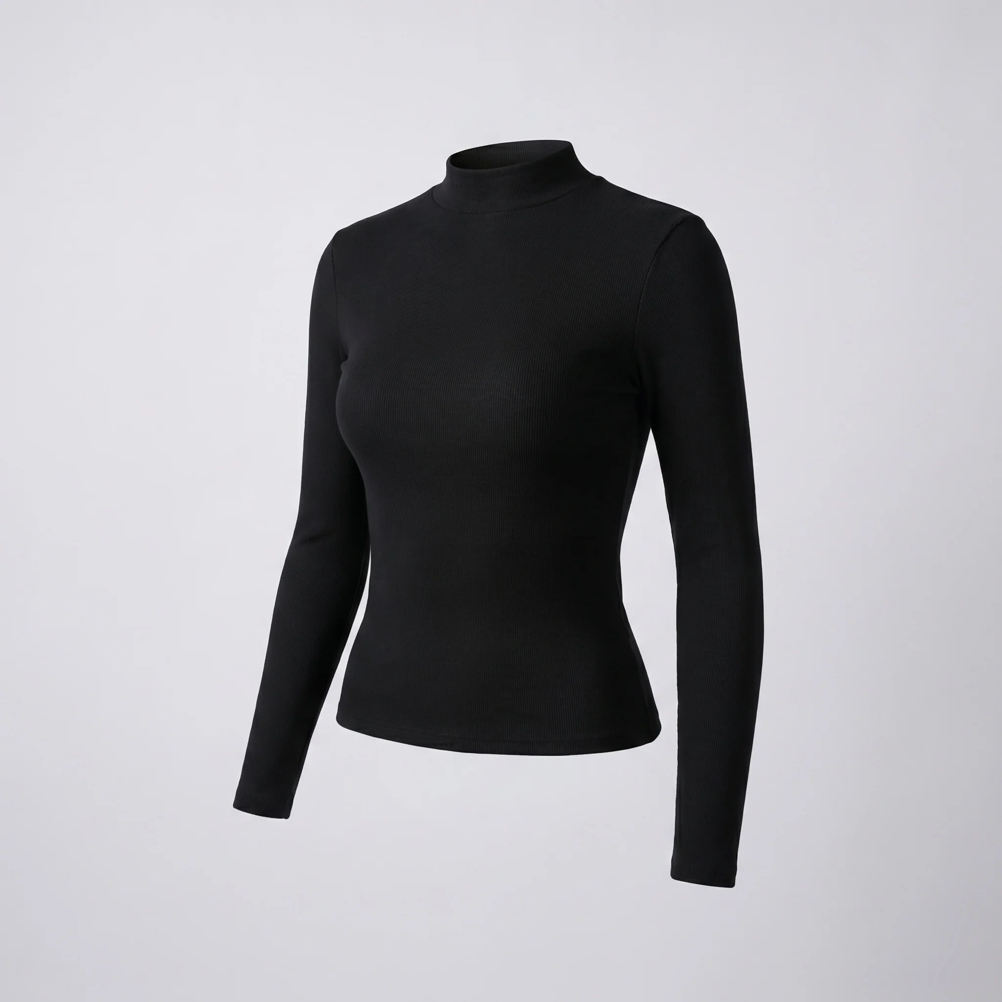 Damen nan kurzgeschnittenes Langarmtop mit engem Stehkragen, figurbetonter Silhouette, elastischem Feinstrick und verlängerten Ärmelabschlüssen - Image 5