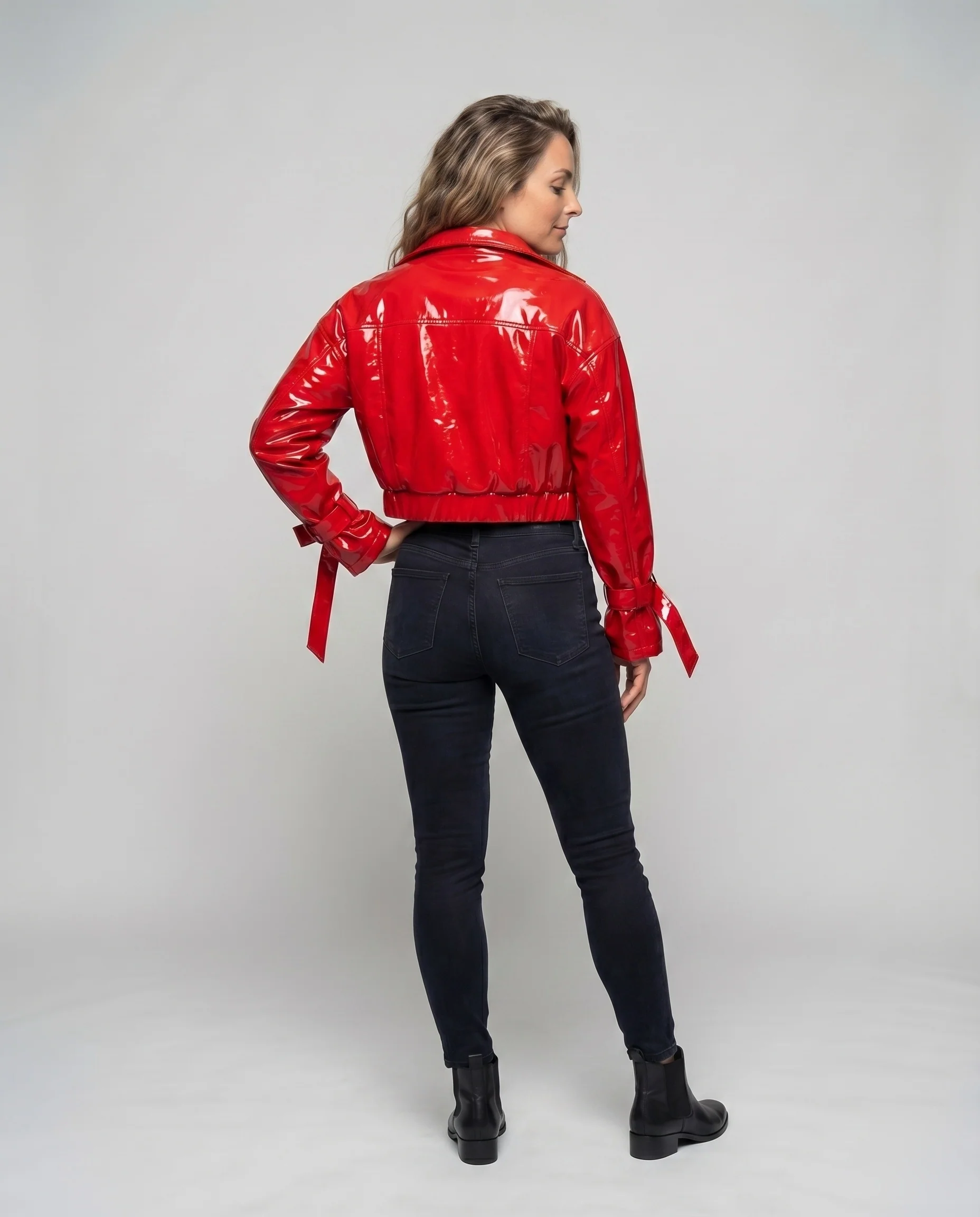 Damen Lack-Zweiteiler Hemdjacke Spitzen-Shorts - Image 3
