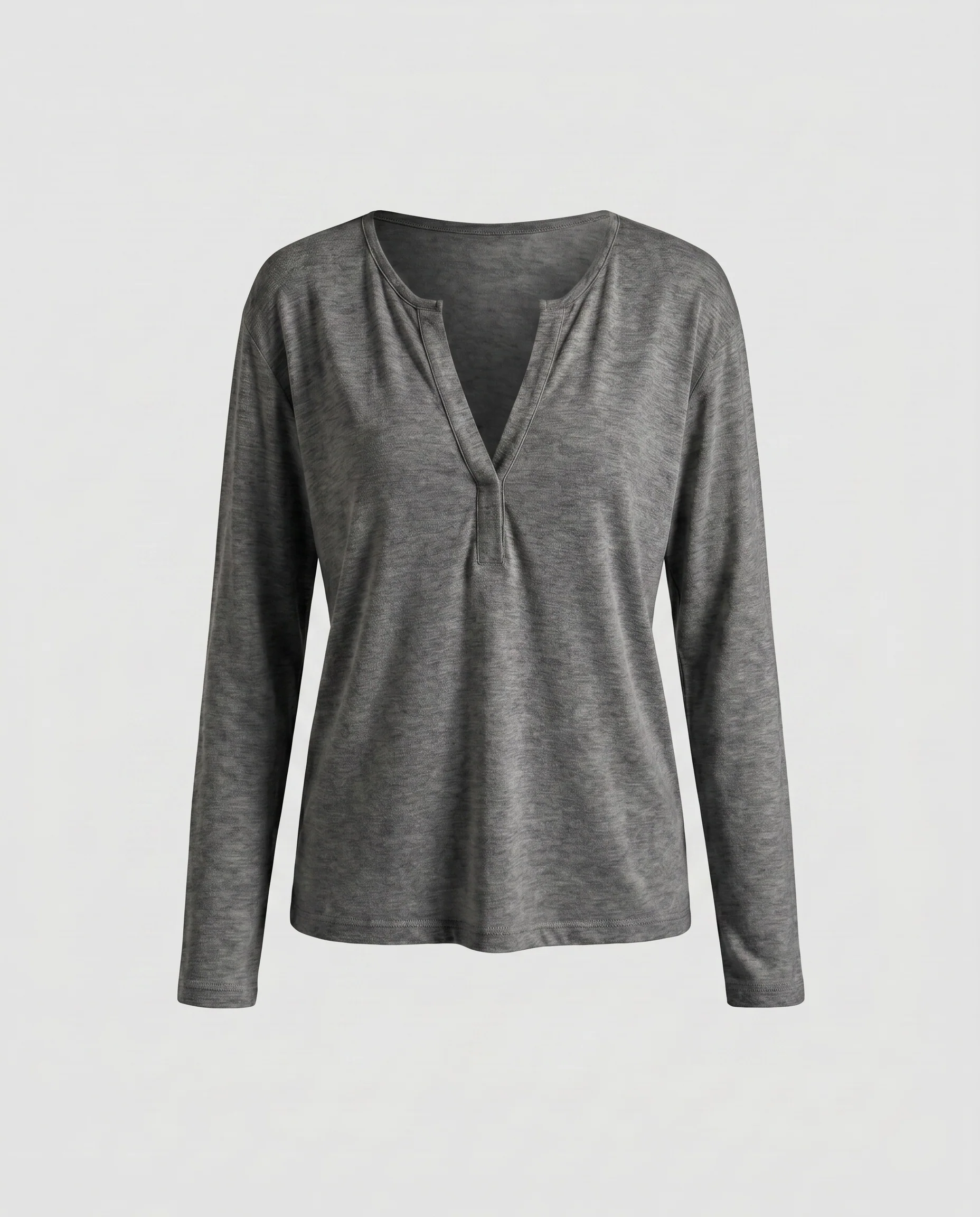 Damen nan Lagen-Langarmshirt mit Henley-Knopfleiste, Doppel-Layer-Effekt und feinem Jersey - Image 6
