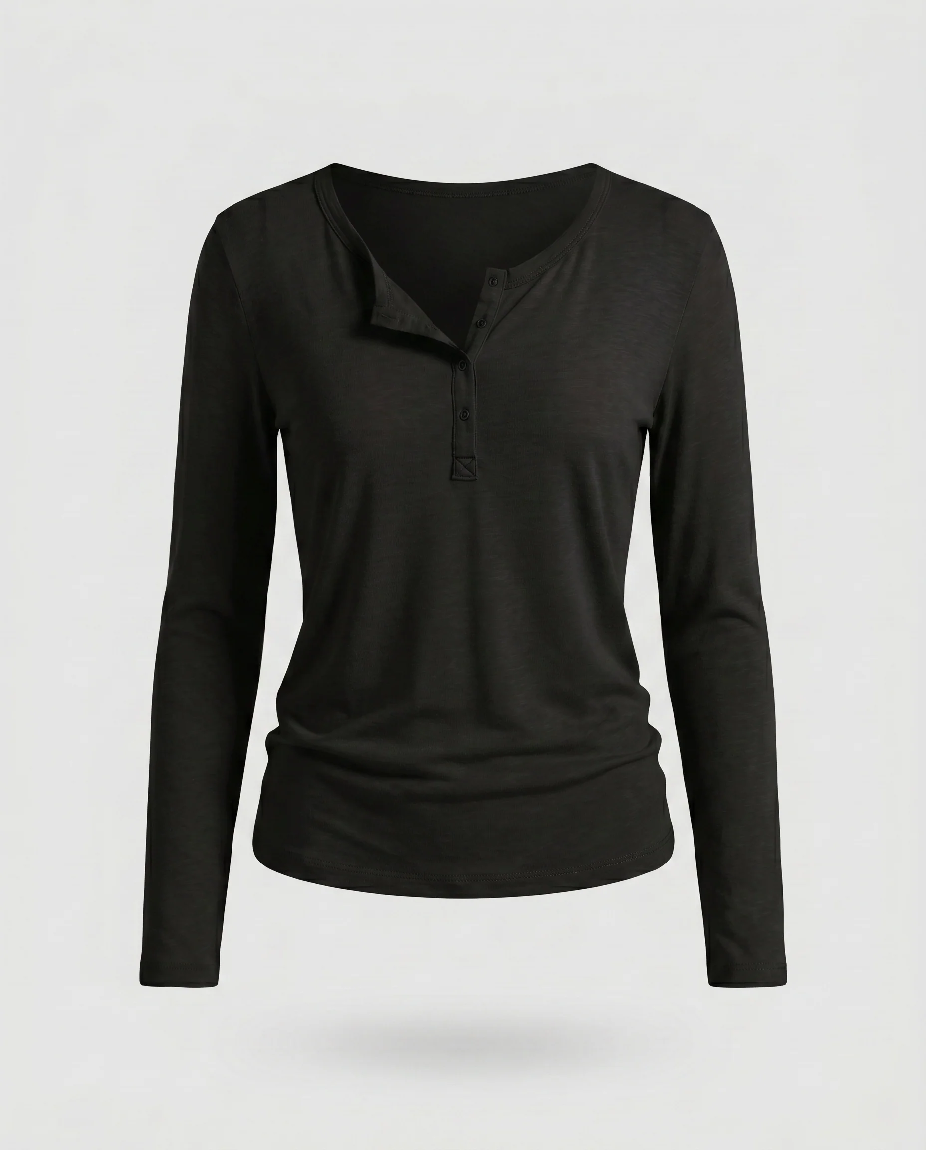 Damen nan Langarm-Oberteil mit Knopfleiste aus Feinjersey - Image 8