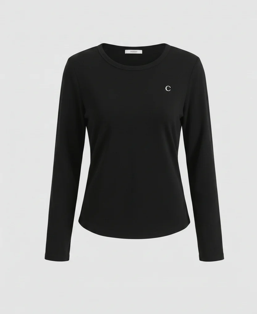 Damen nan langärmeliges Feinstrickshirt mit Notch-Ausschnitt, integriertem Lagen-Einsatz und dezenter Logostickerei - Image 6