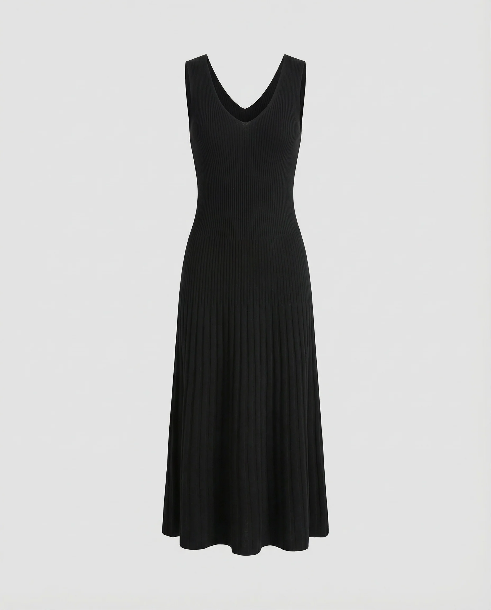 Damen Langes Glockensaum Rippstrick Strickkleid - Image 4