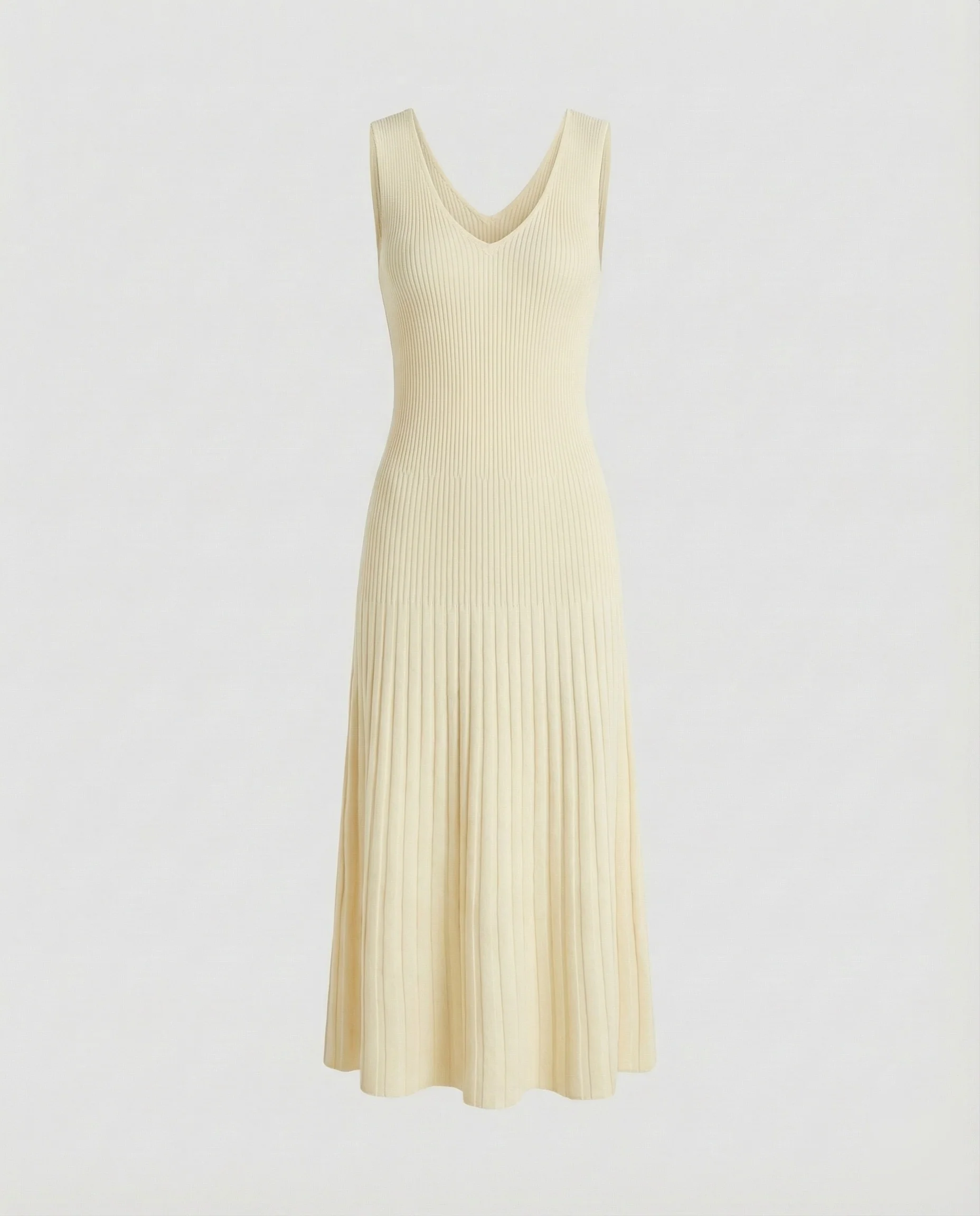 Damen Langes Glockensaum Rippstrick Strickkleid - Image 5