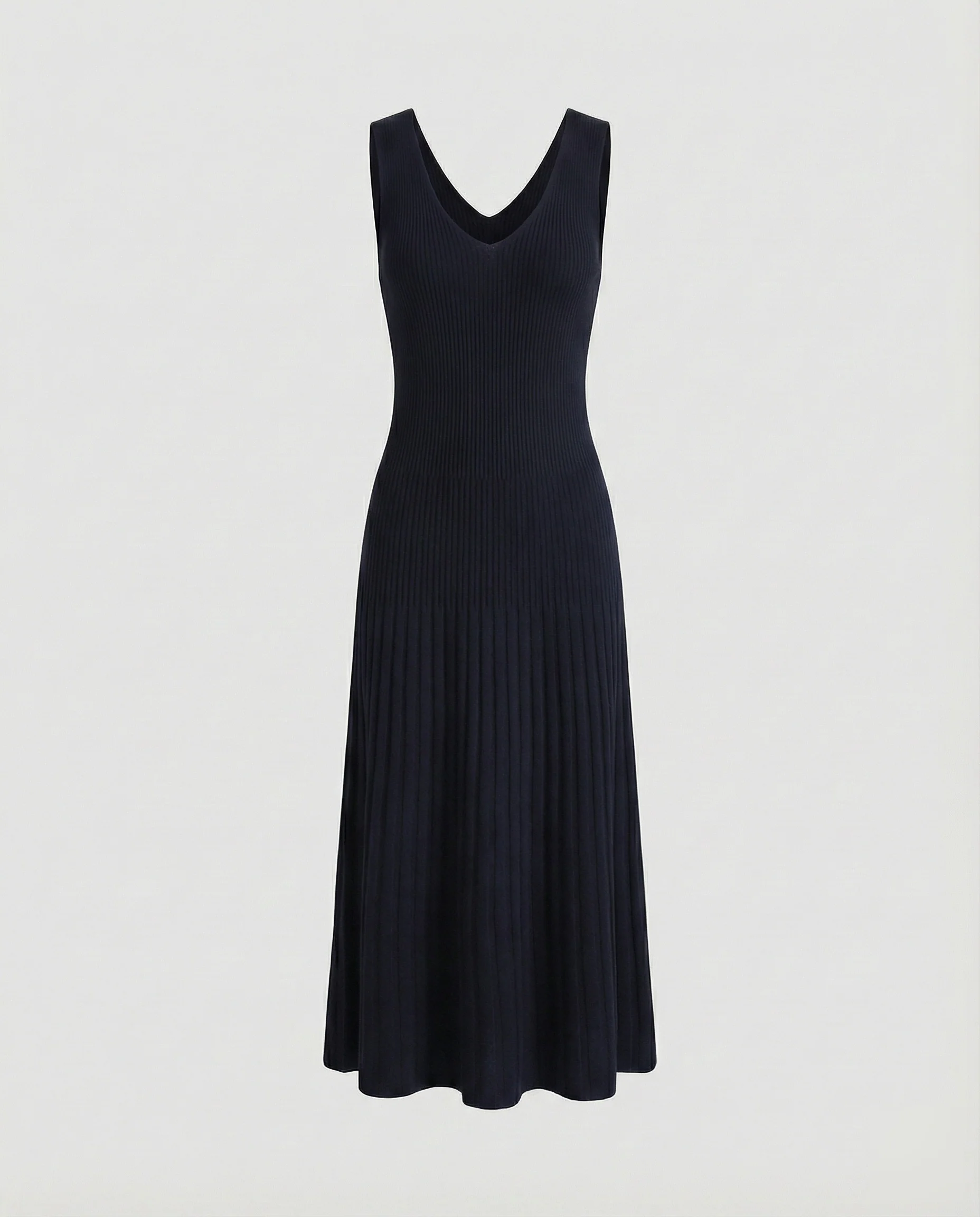 Damen Langes Glockensaum Rippstrick Strickkleid - Image 7