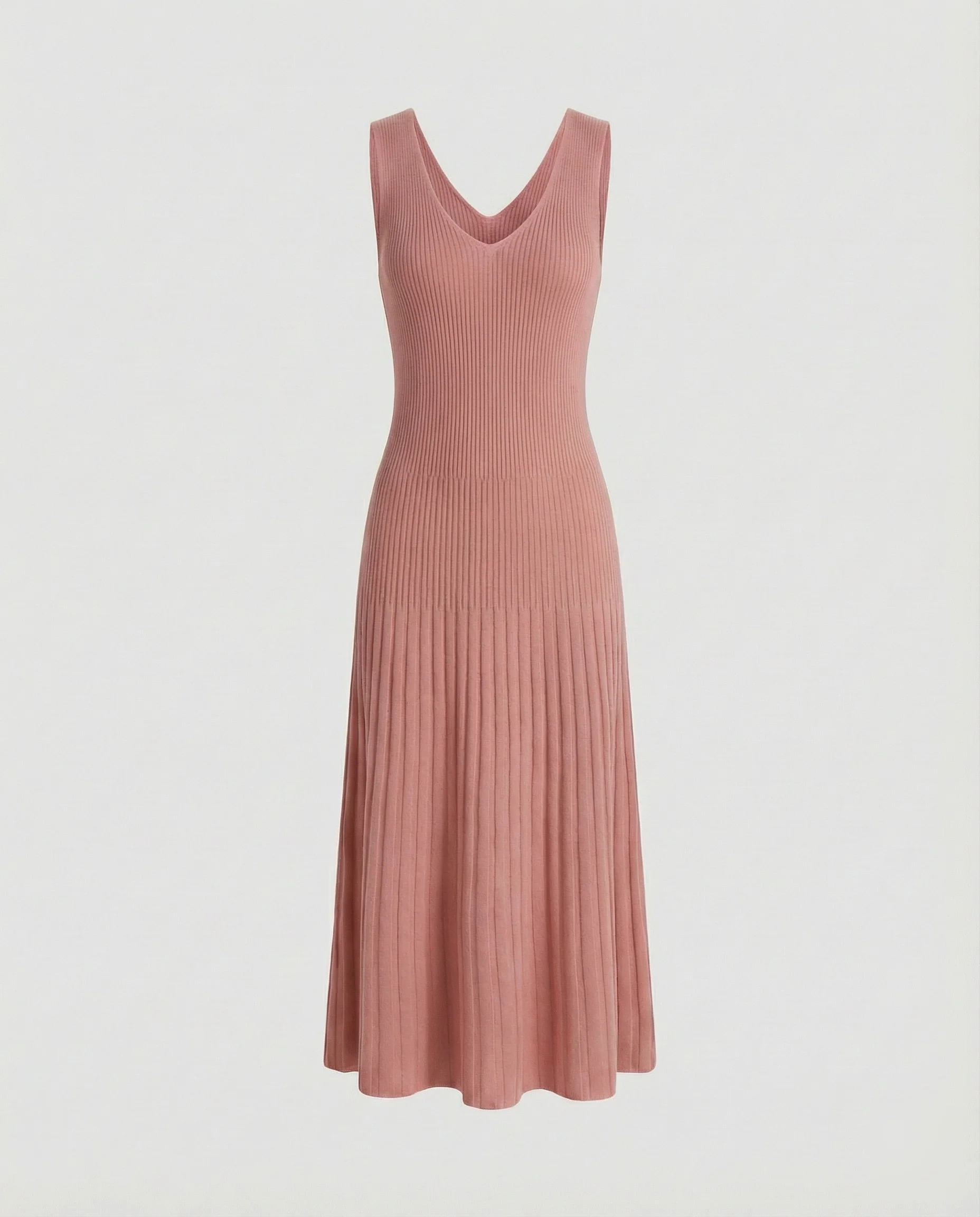 Damen Langes Glockensaum Rippstrick Strickkleid - Image 8